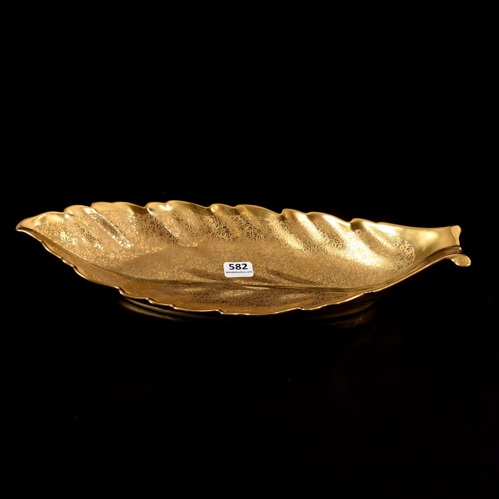 Dish, Leaf Shape, Marked Pickard All Over Gold (1 of 2)
