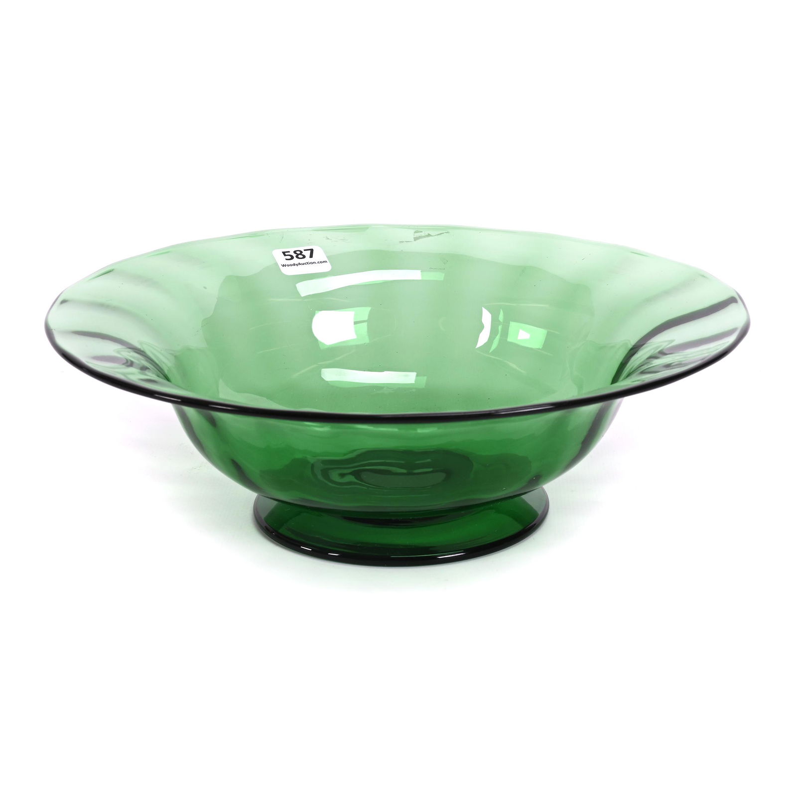 Footed Bowl, Solid Green Optic Rib Design (1 of 3)