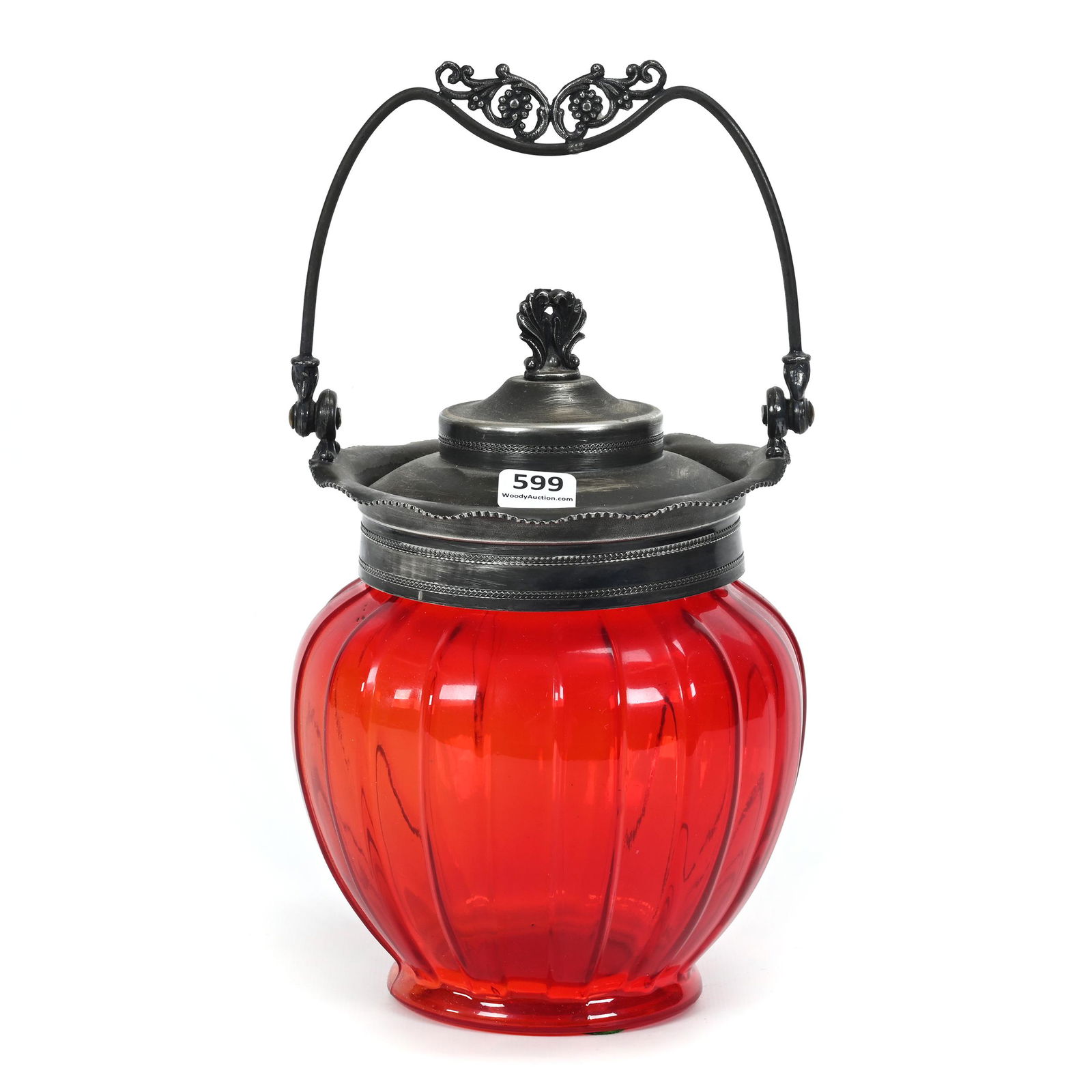 Biscuit Jar, Pigeonblood Art Glass (1 of 5)