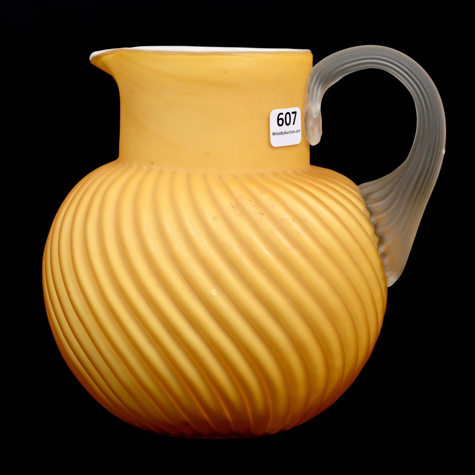 Water Pitcher, Butterscotch Satin Art Glass (1 of 3)
