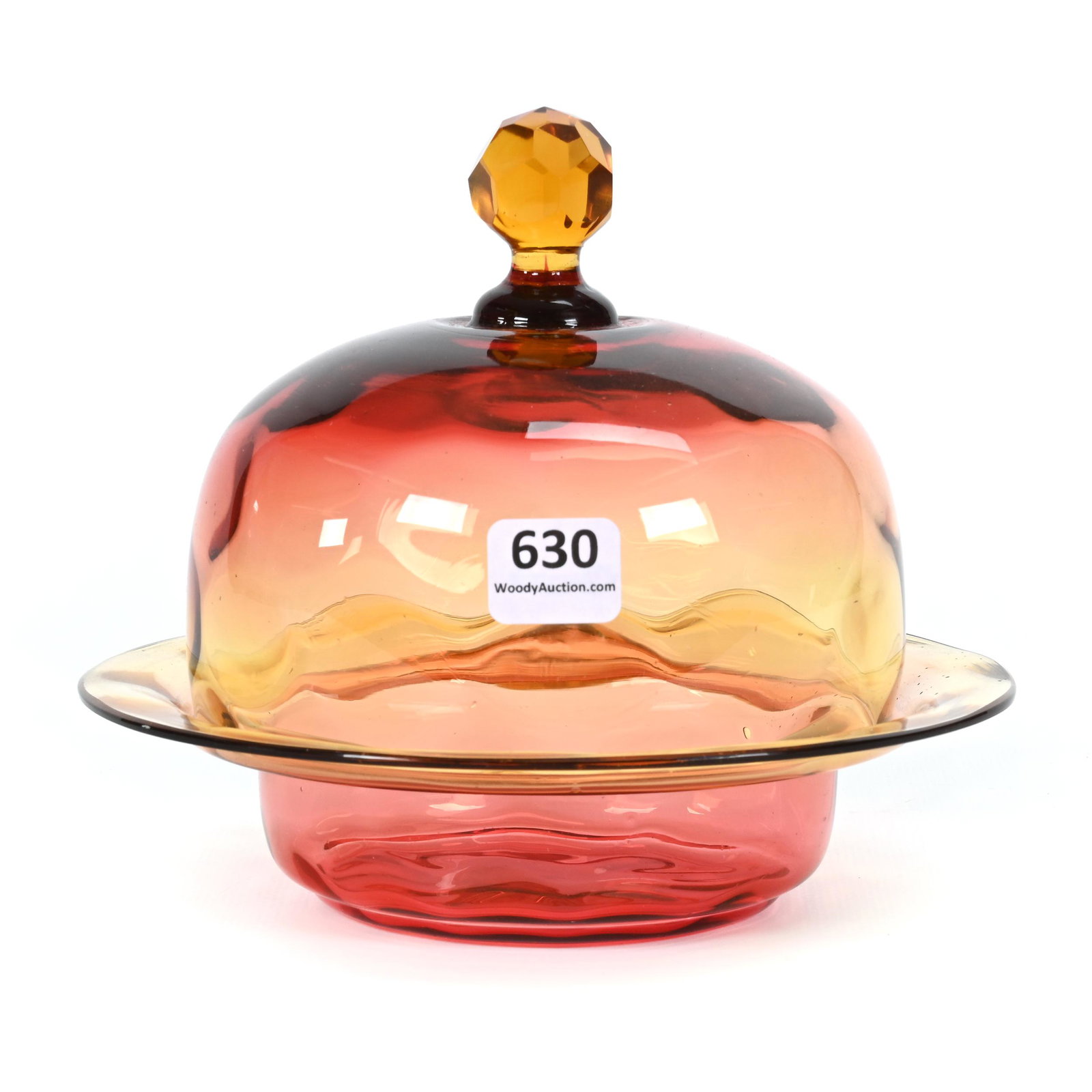 Butterdish, Amberina Art Glass, Coinspot: Butterdish, Amberina Art Glass, Coinspot, 5.5" x 6.75", Rare Form, Illinois personal collection.