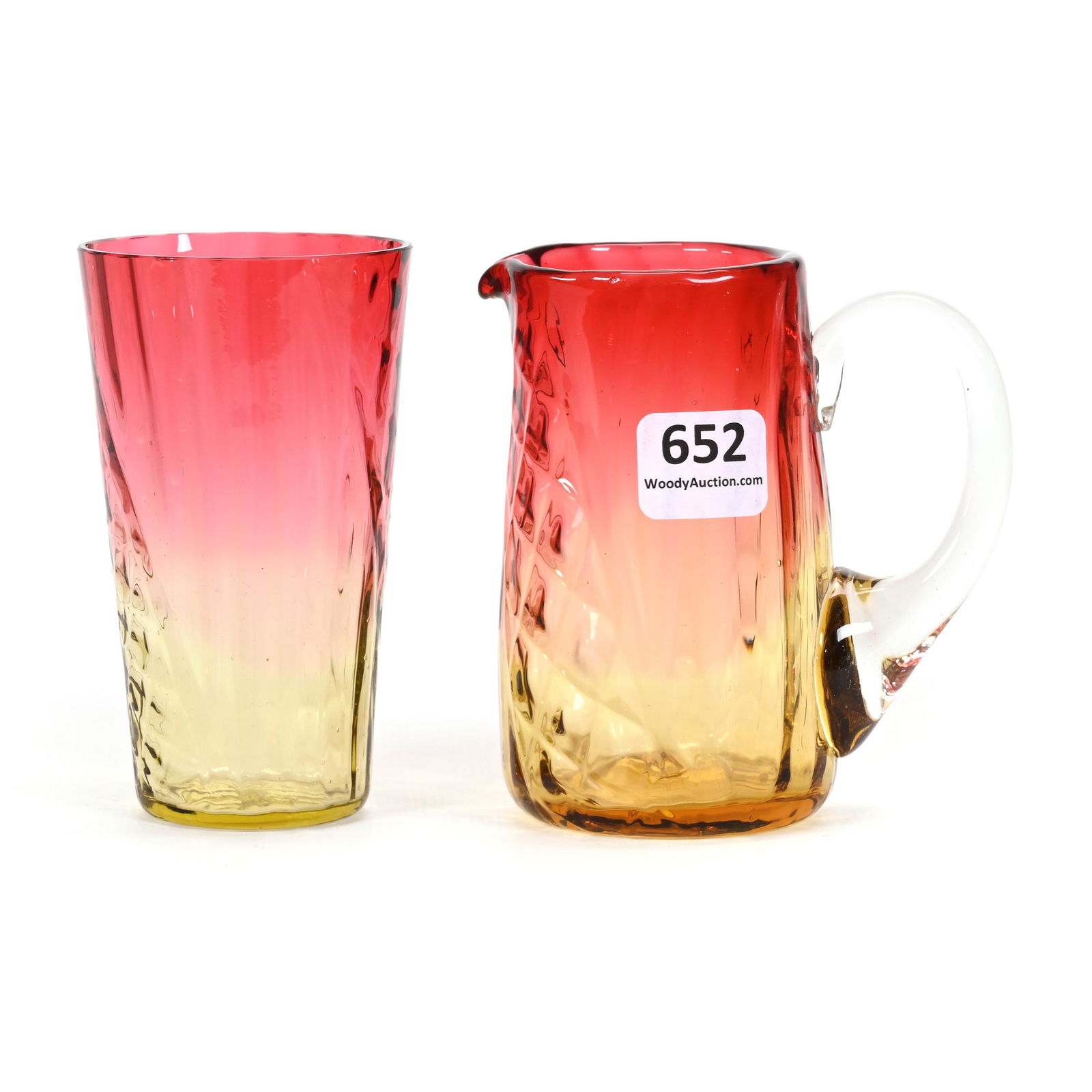 (2) Amberina Art Glass Items (1 of 5)