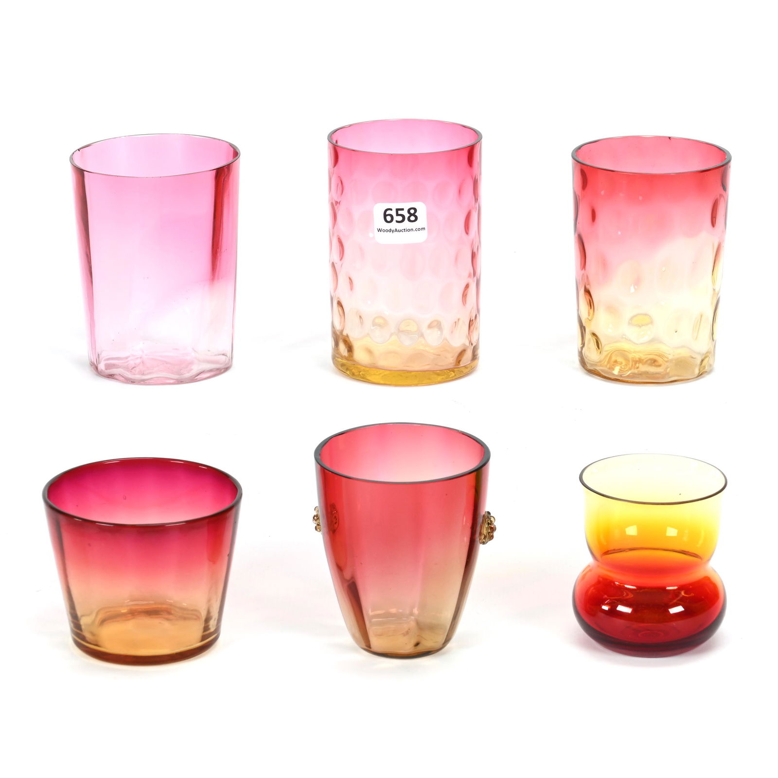 (6) Assorted Amberina Art Glass Items (1 of 4)