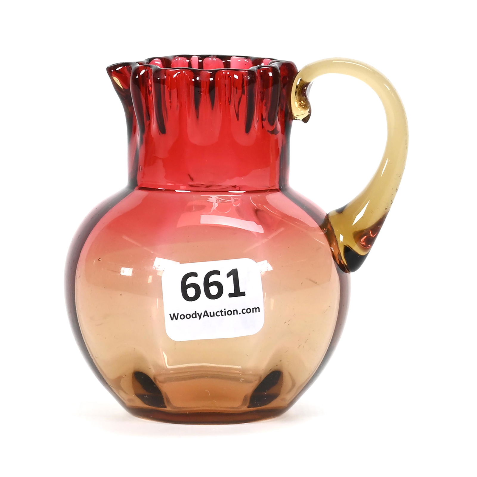 Miniature Pitcher, Rubina Verde Art Glass (1 of 4)