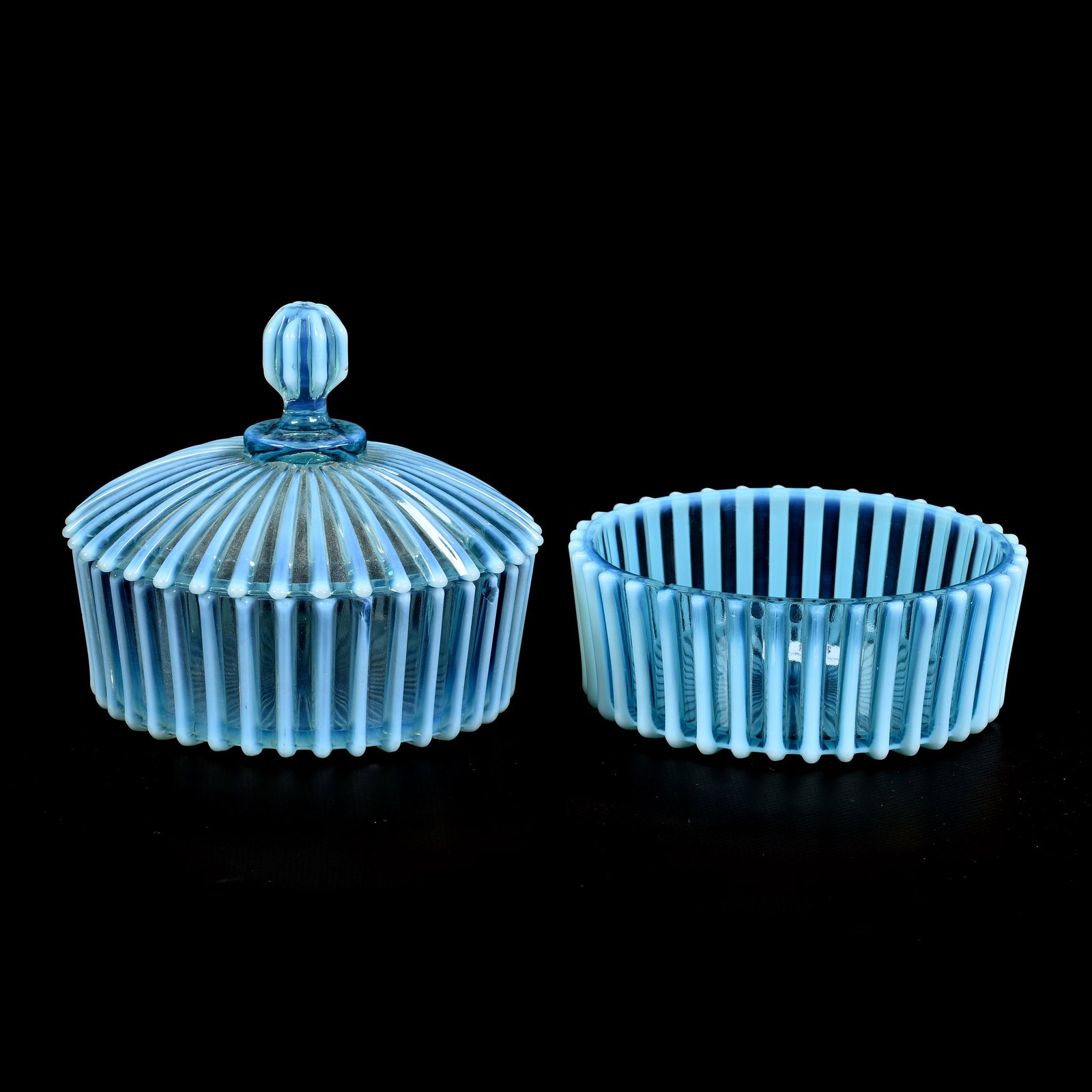 (2) Blue Opalescent Beatty Ribbed Items (1 of 7)