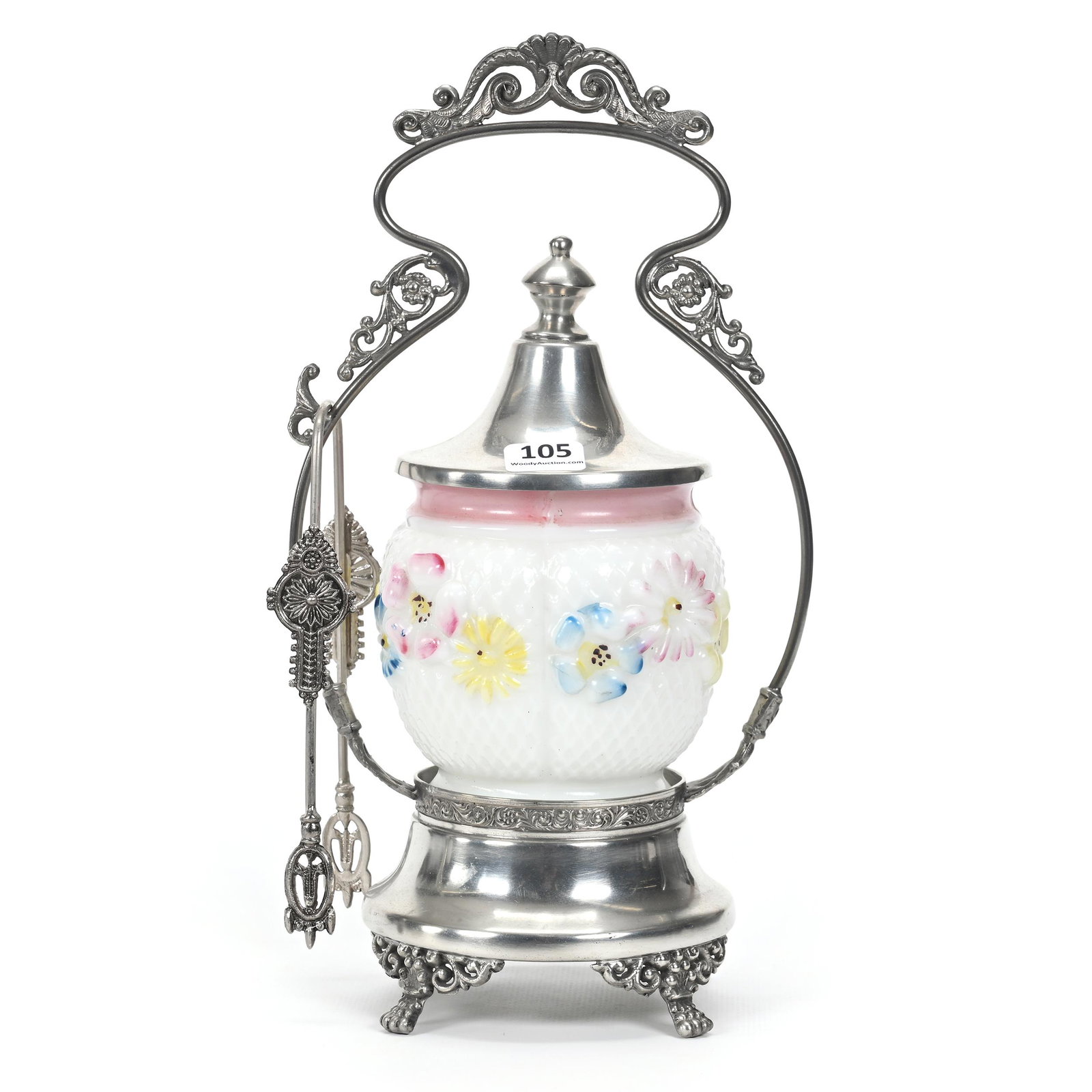 Victorian Pickle Castor, Milk Glass Cosmos Insert (1 of 5)