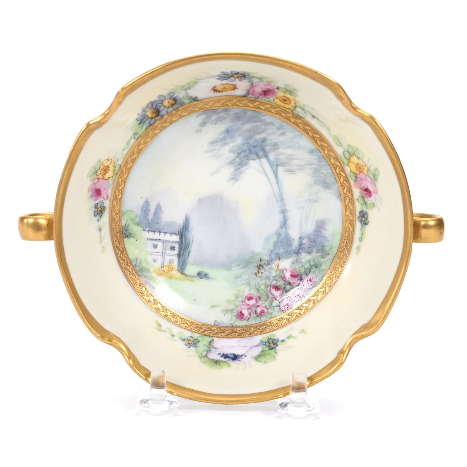 Bowl, Two Handles, Marked Pickard Etched China (1 of 2)