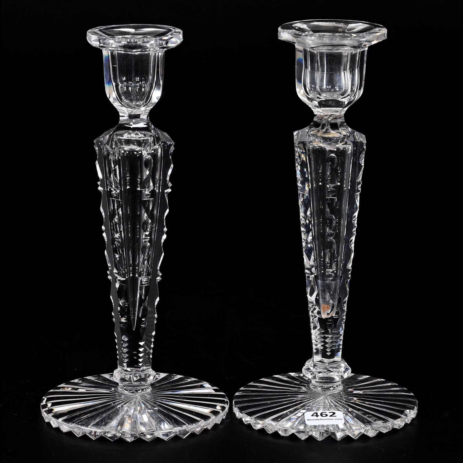 Pair Candlesticks, American Brilliant Cut Glass, Signed Hawkes (1 of 4)