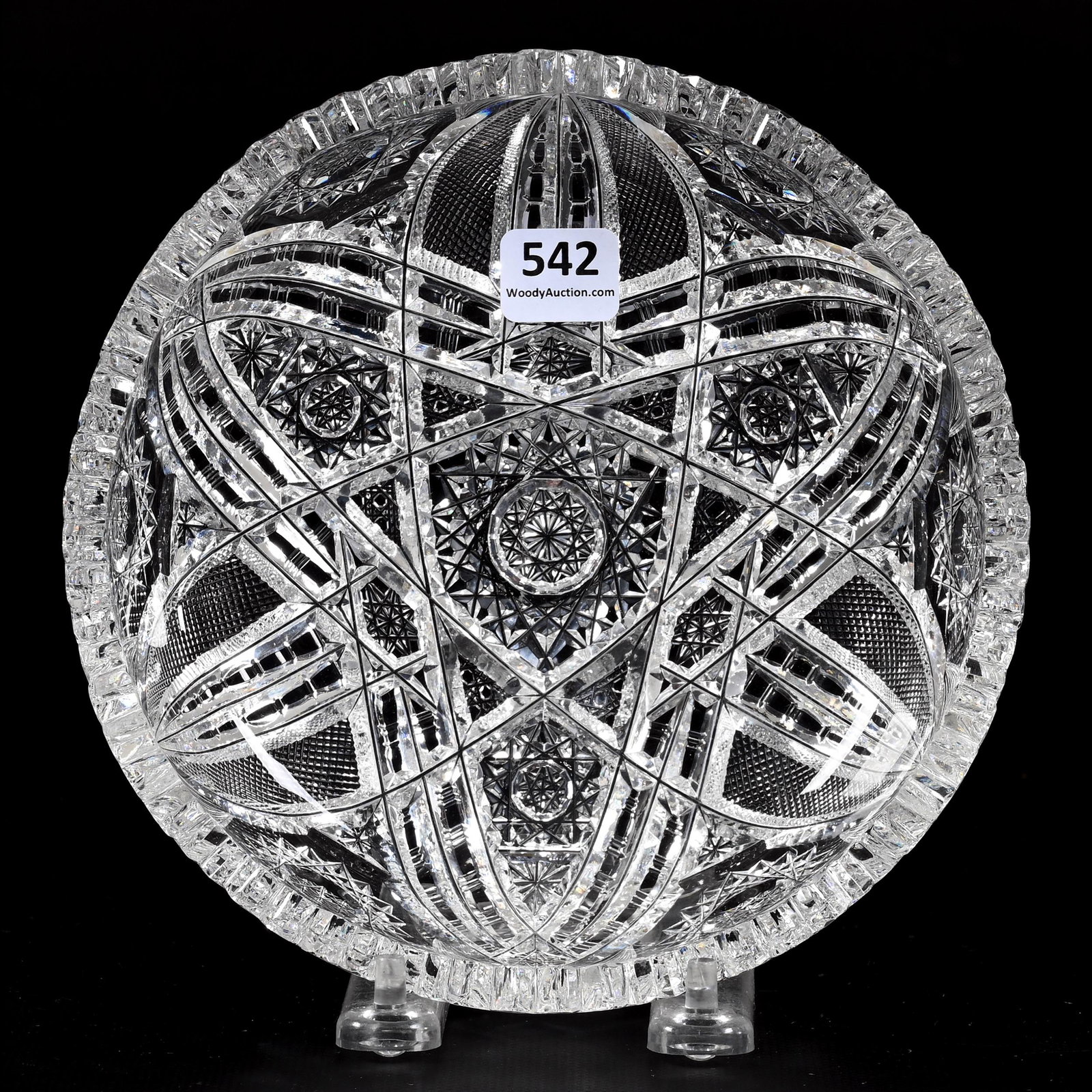 Bowl, American Brilliant Cut Glass: Bowl, American Brilliant Cut Glass, 2" x 7", Resembles Carolyn Pattern By J. Hoare, From The Collection Of Barbara And The Late Dr. William Shulhof