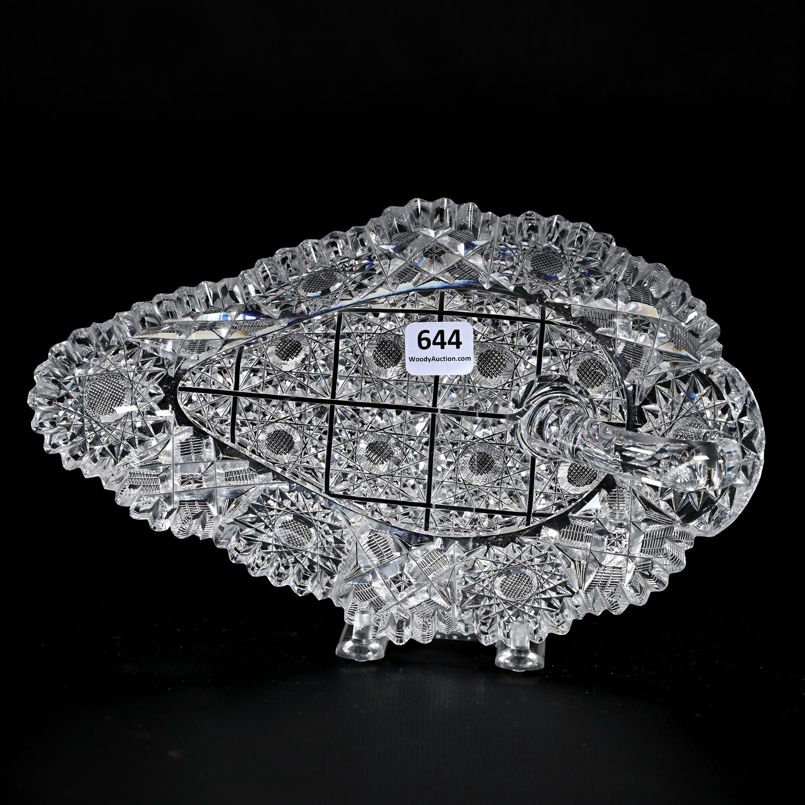 Nappy, Leaf-Shaped With Handle: Nappy, Leaf-Shaped With Handle, 2.5" x 9", Hunt's Royal Pattern, Two Teeth With Minor Top Rim Chips, Kathy & The Late Leigh Emmerson