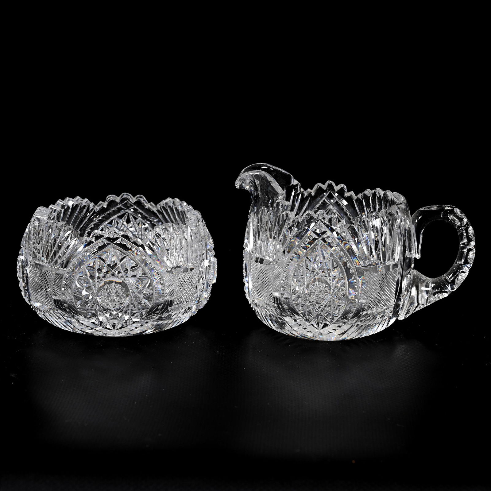 Creamer & Sugar Set, American Brilliant Cut Glass (1 of 3)