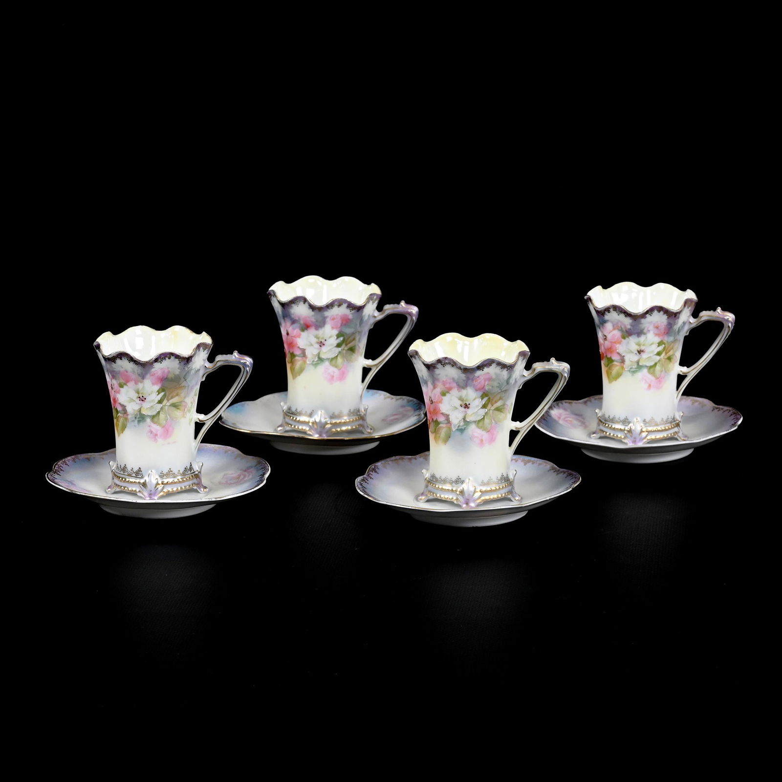 (4) Cups & Saucers Marked R.S. Prussia (1 of 3)