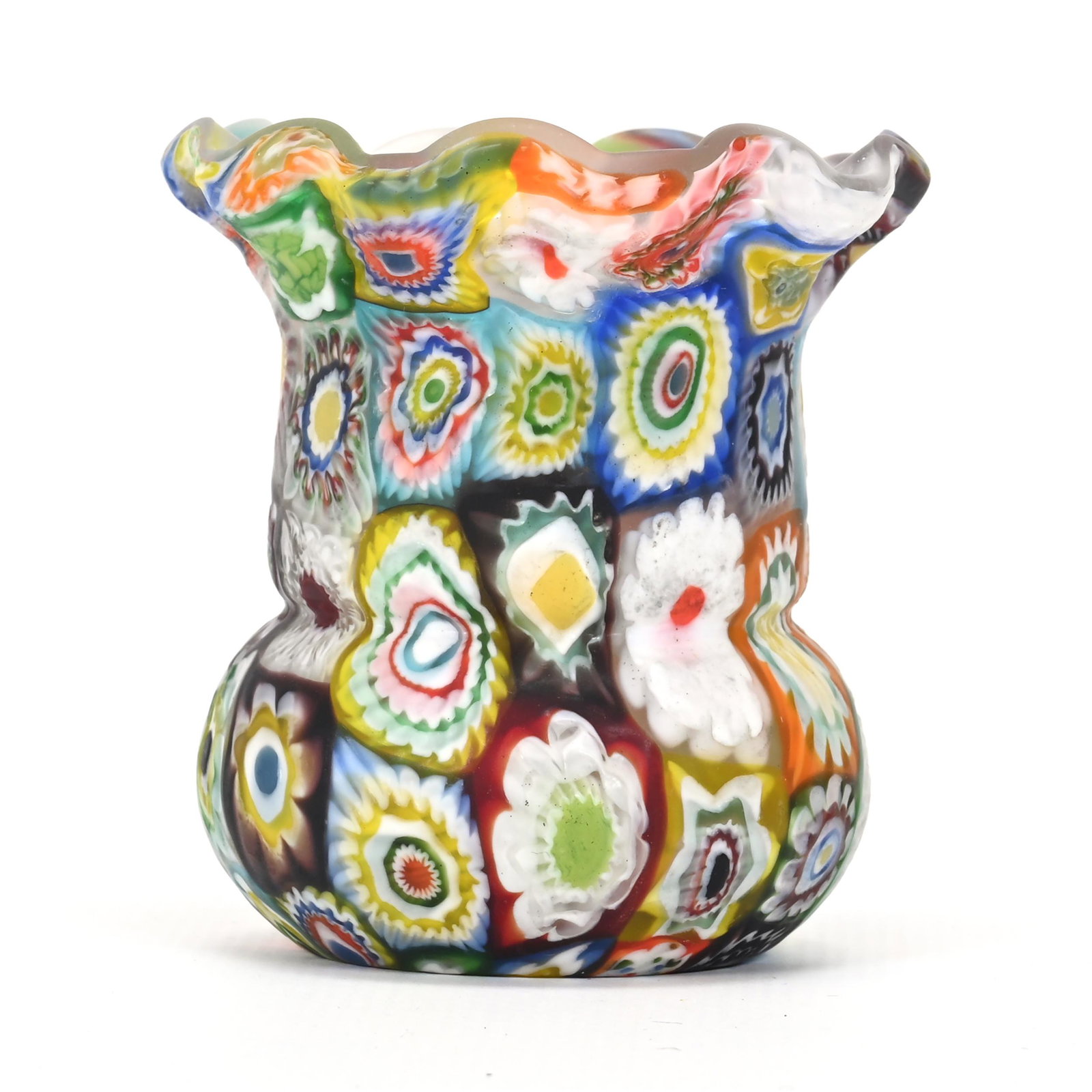 Toothpick Holder, Millefiori Art Glass: Toothpick Holder, Millefiori Art Glass, 2.5" x 2.25", Possibly Italian, The David & Marlene Howard Collection.