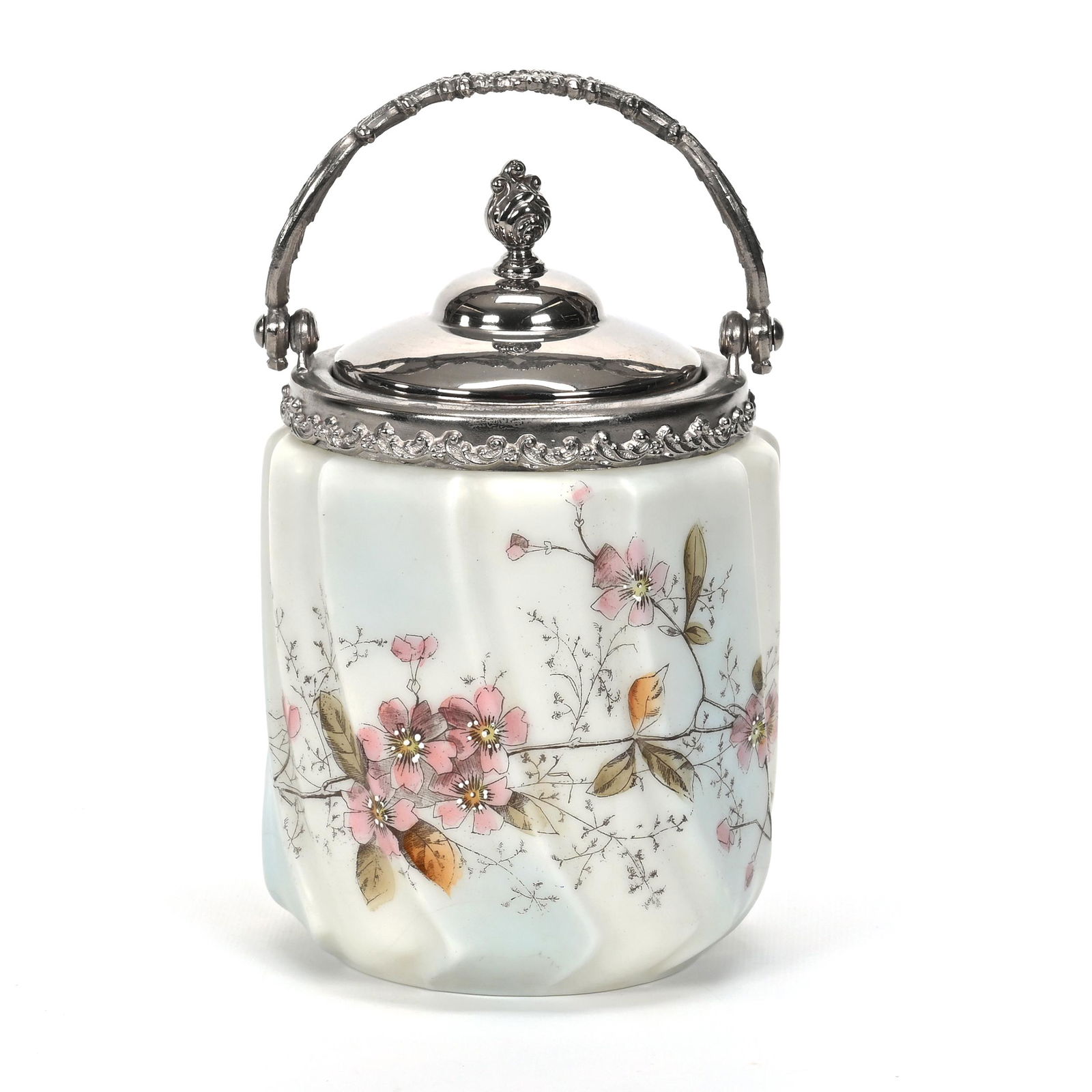 Biscuit Jar, Unmarked Wave Crest Art Glass (1 of 3)