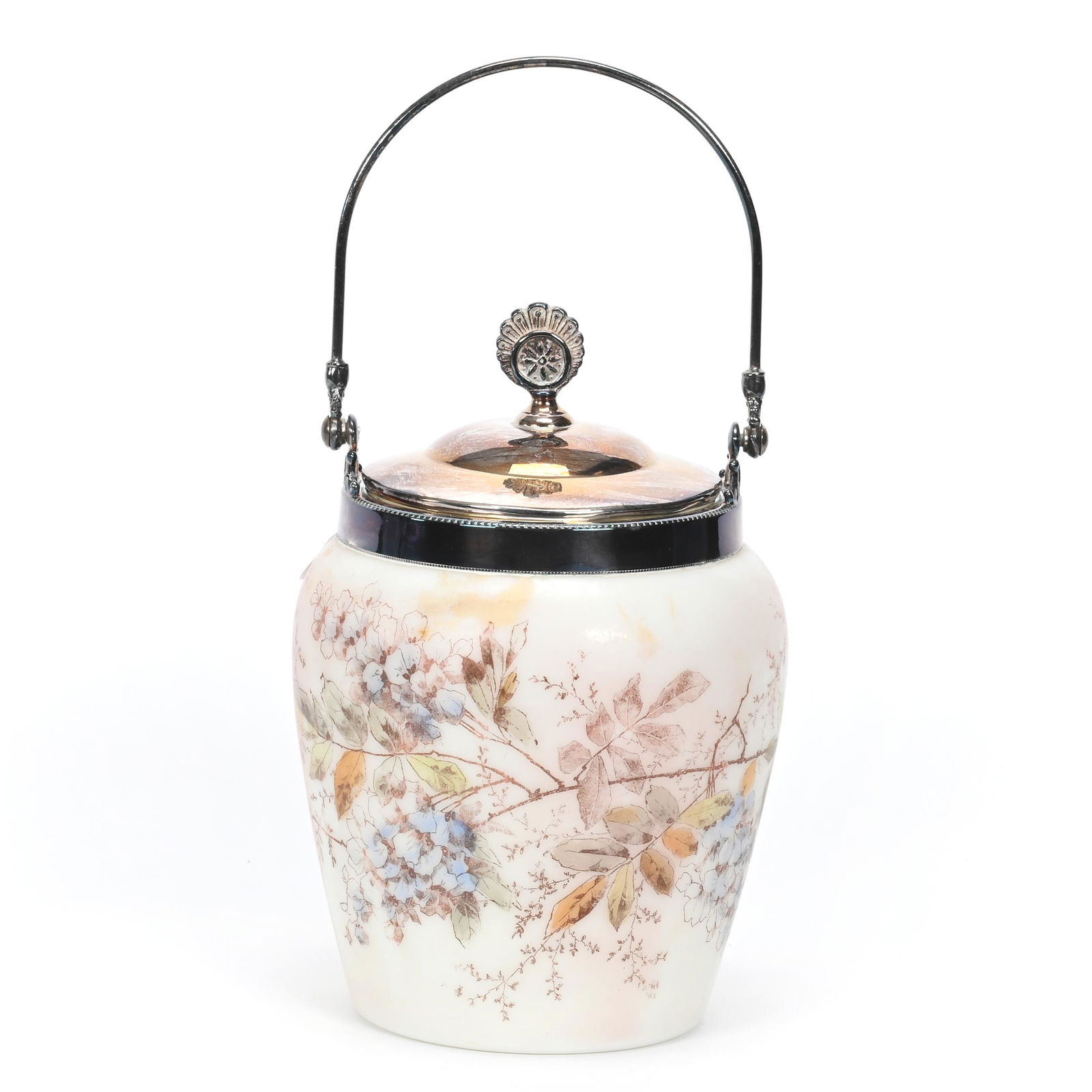 Biscuit Jar, Unmarked Wave Crest Art Glass (1 of 3)