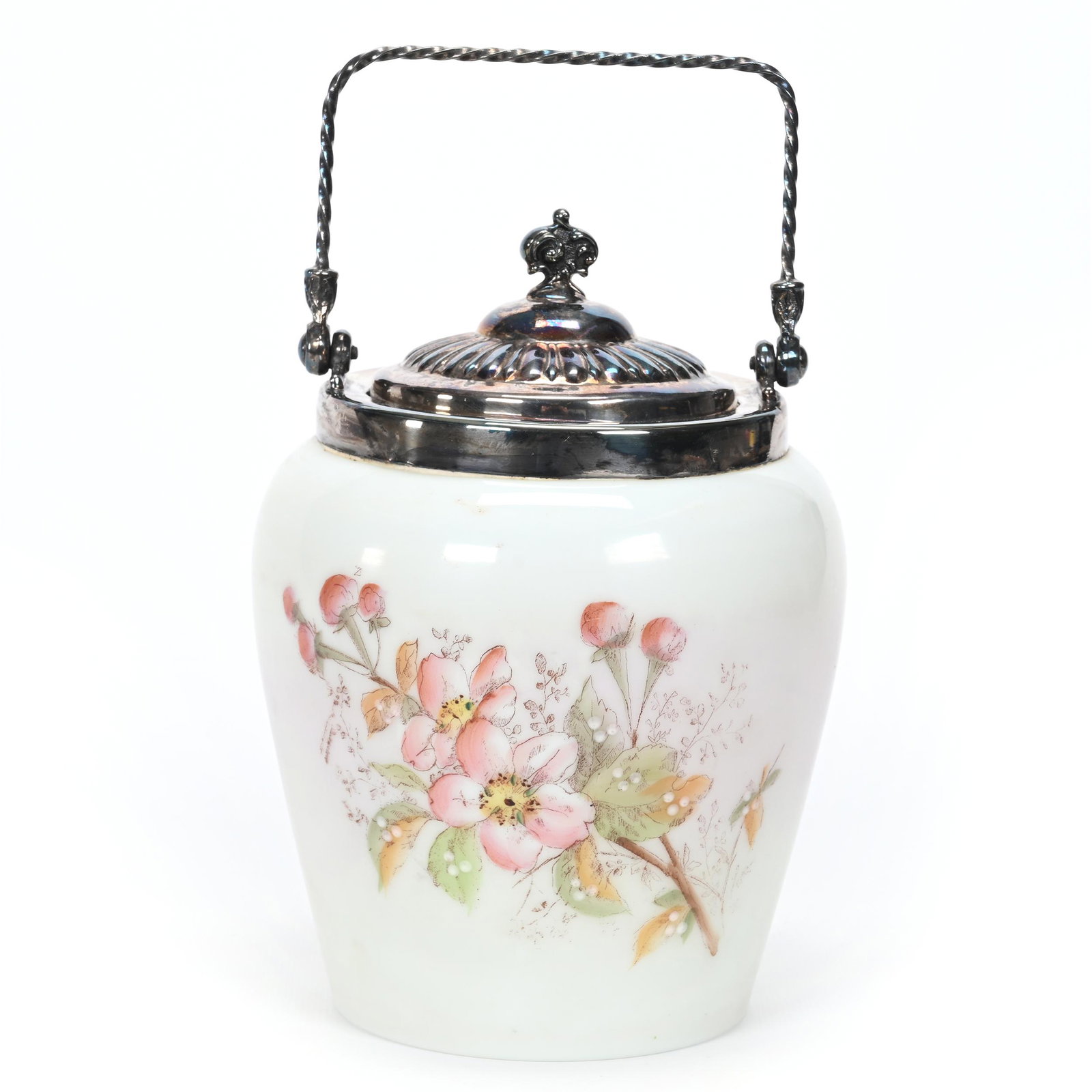 Biscuit Jar, Unmarked Wave Crest Art Glass (1 of 3)