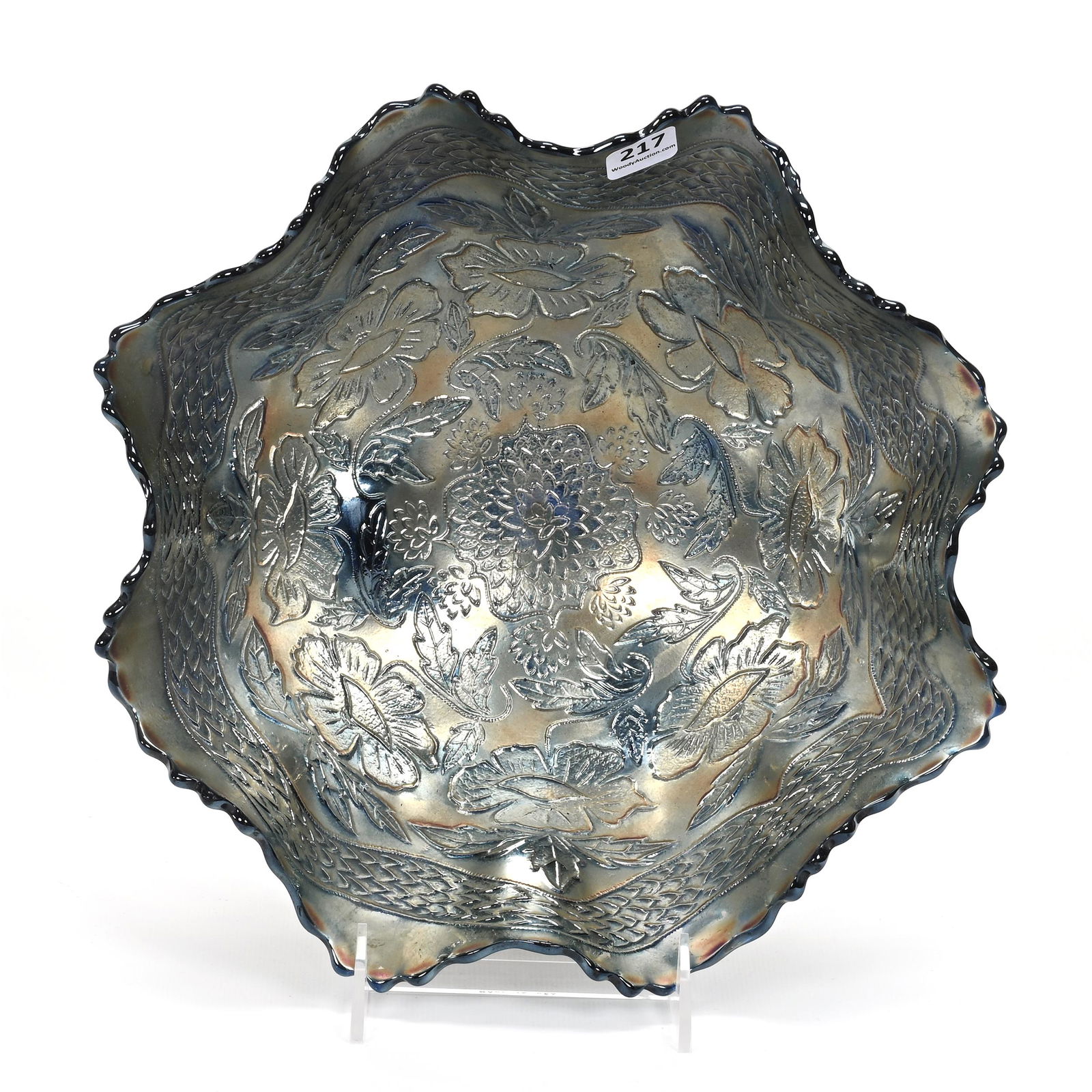 Bowl, Carnival Glass, Two Flowers Pattern By Fenton (1 of 2)