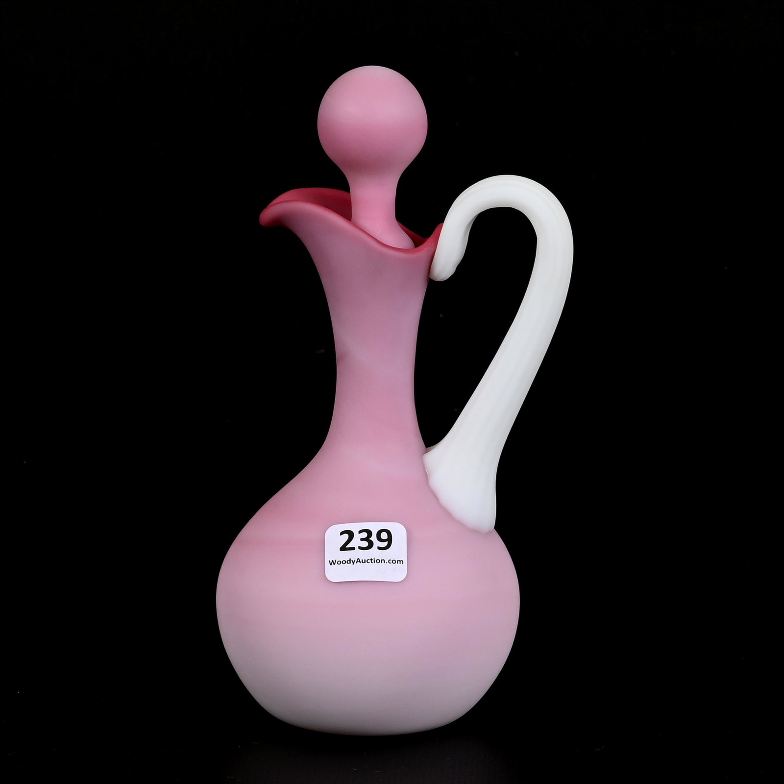 Cruet Bottle, Gunderson Burmese Art Glass: Cruet Bottle, Gunderson Burmese Art Glass, 7.25" x 3.5", Satin Finish, The David & Marlene Howard Collection.