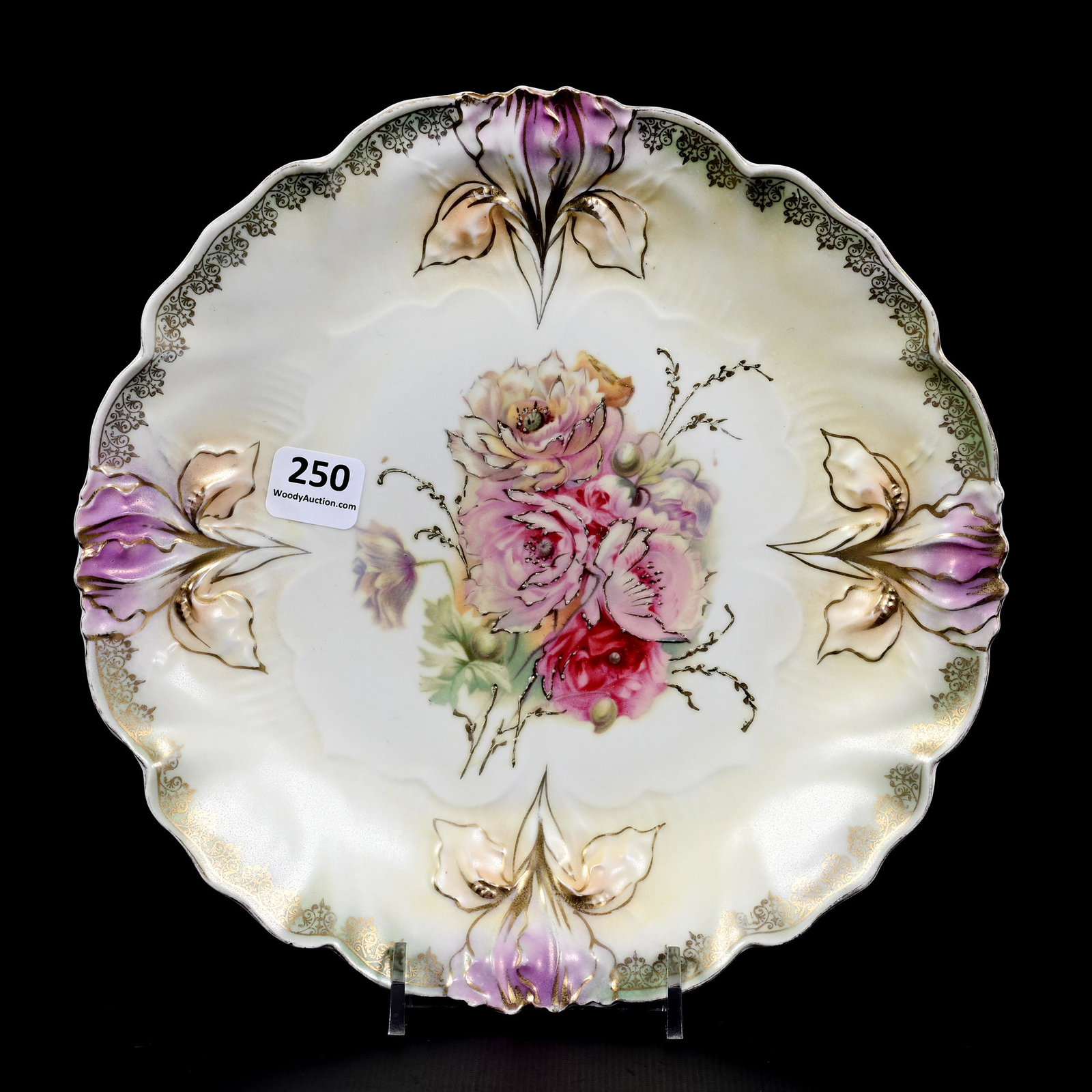 Plate Marked R.S. Prussia: Plate Marked R.S. Prussia, 8.75", Yellow, Lavender And Green Satin Tones, Poppy Decor, Gold Tracing Highlights, The David & Marlene Howard Collection.