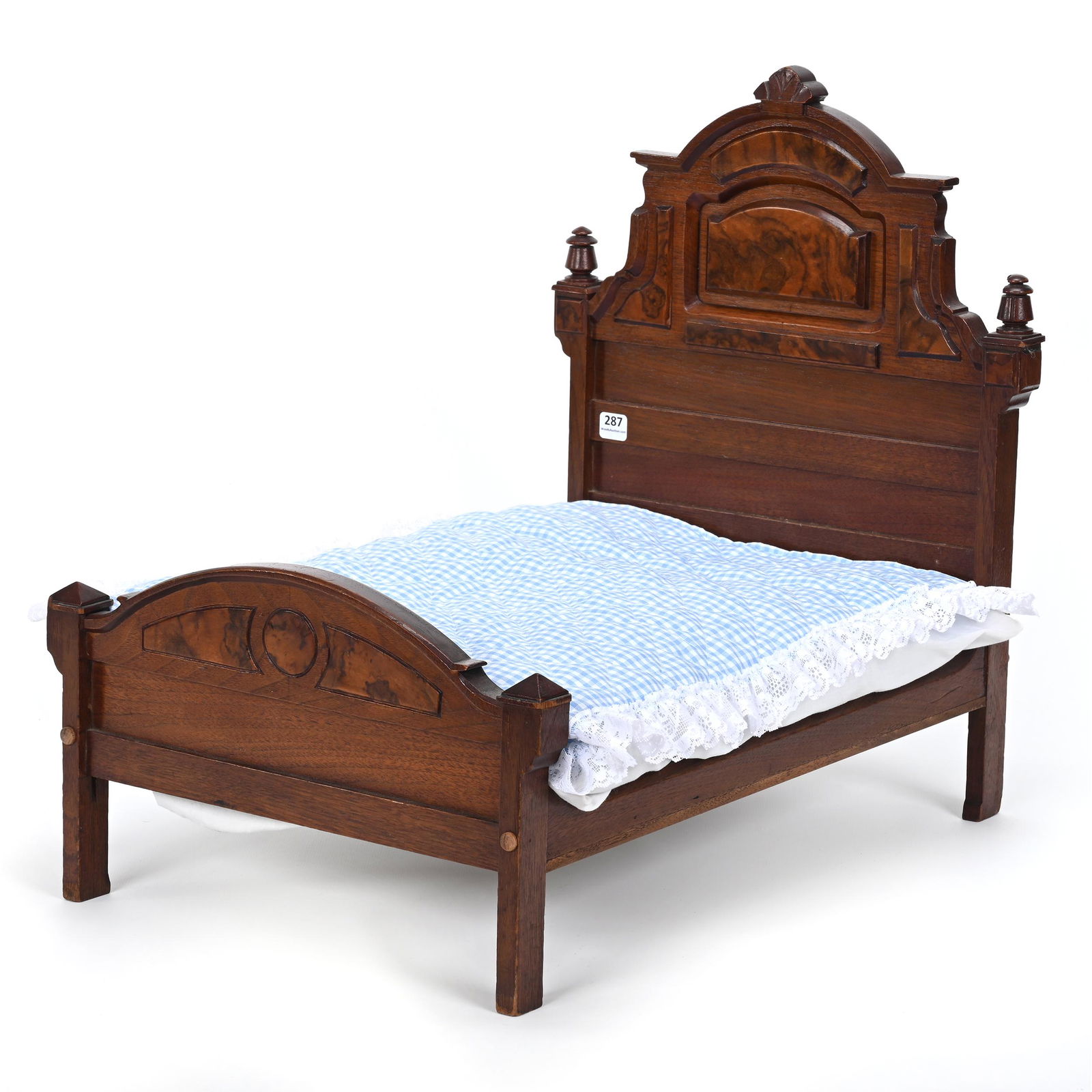 Doll Size Burl Walnut Bed (1 of 5)