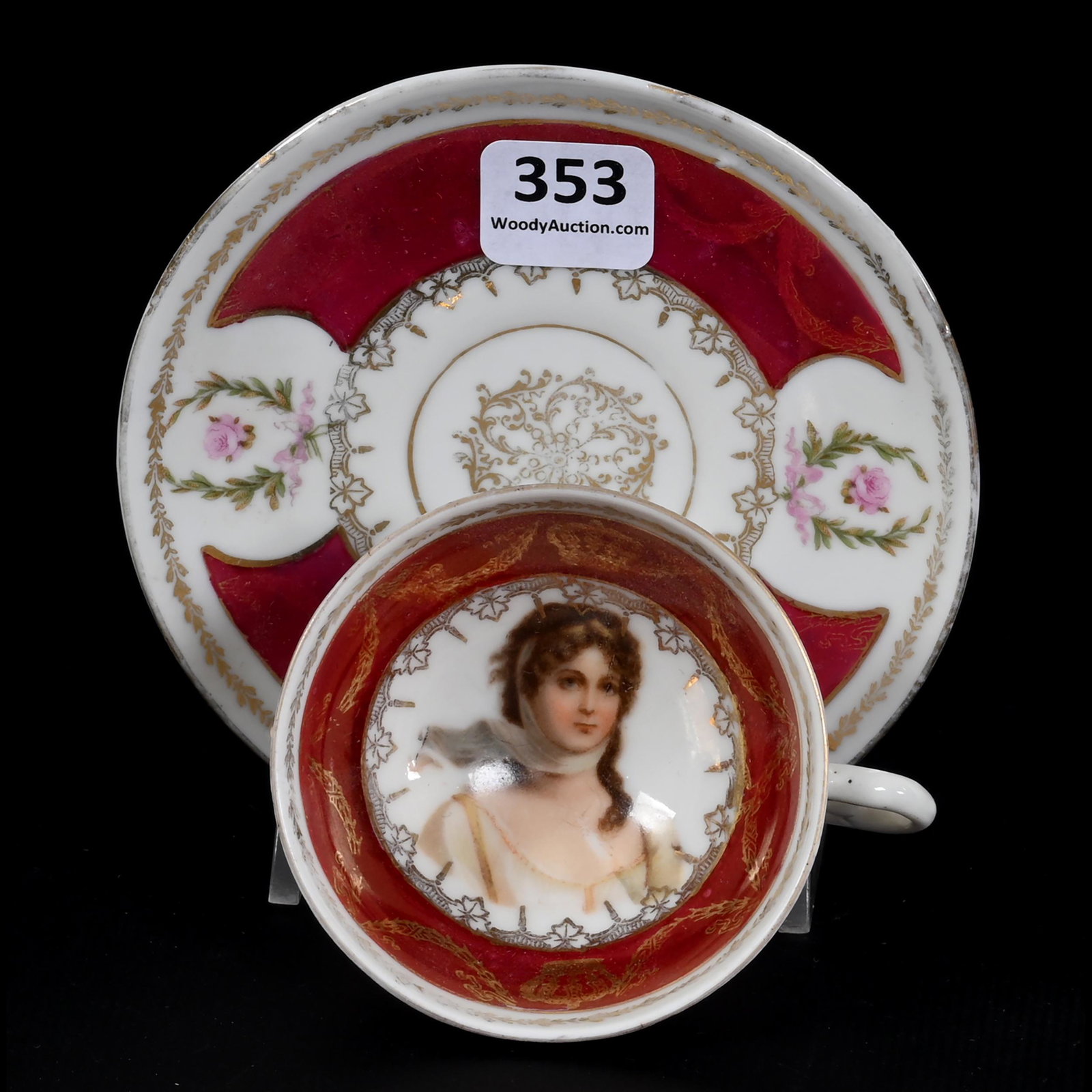 Pedestal Cup & Saucer Marked Prov Saxe (1 of 3)