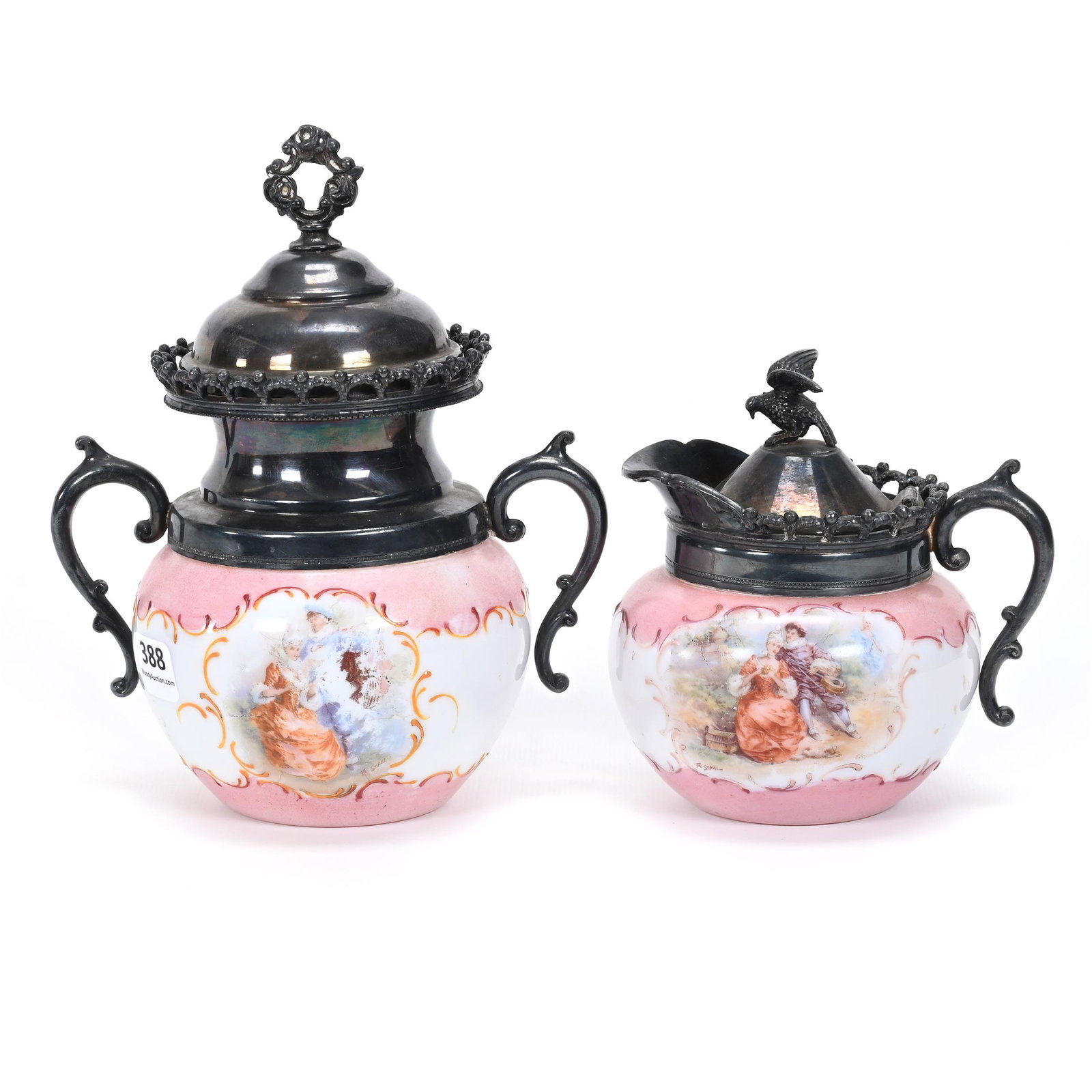 Syrup Pitcher & Sugar Bowl, Opal Ware, Unmarked (1 of 3)