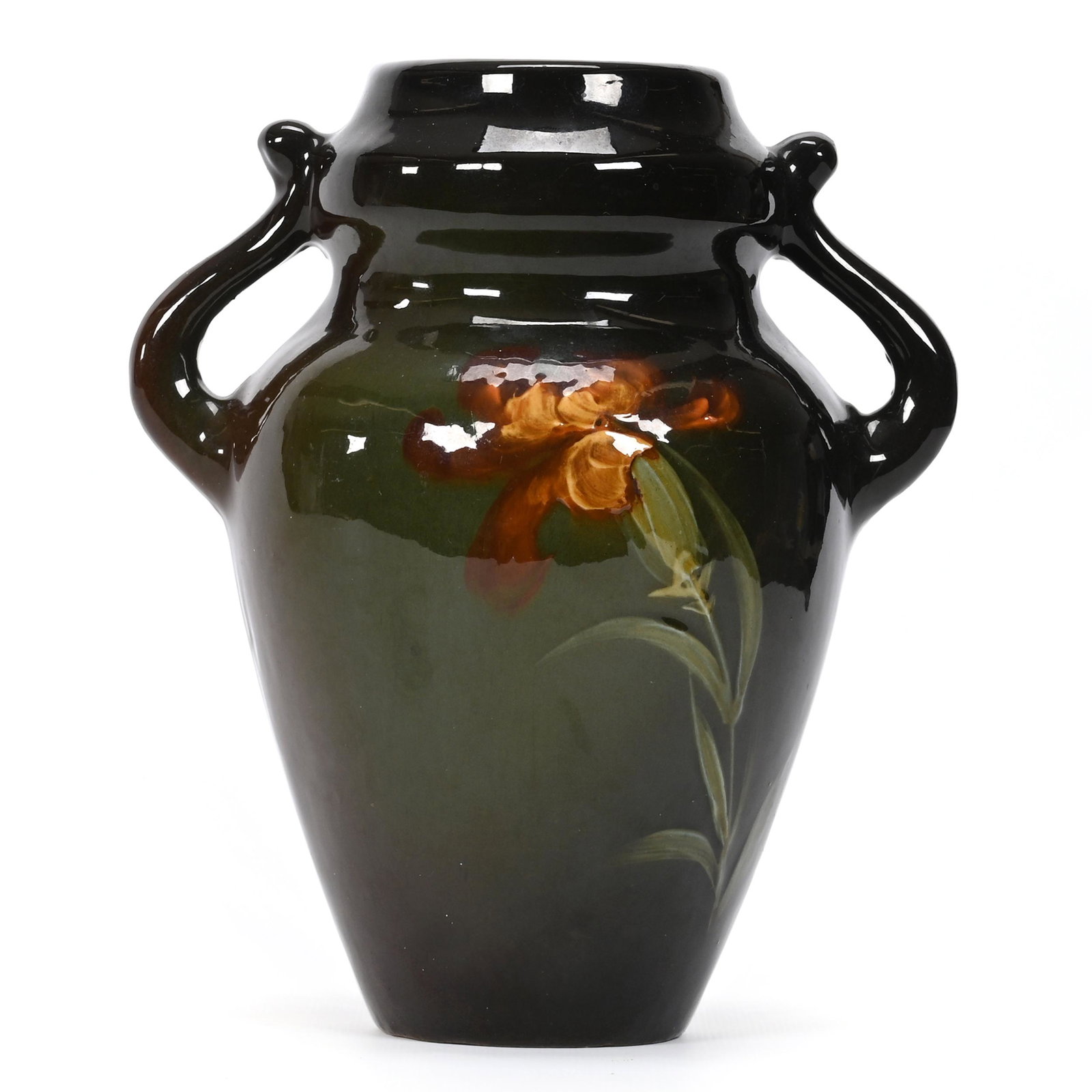 Vase, Two Handles, Unmarked Art Pottery (1 of 3)