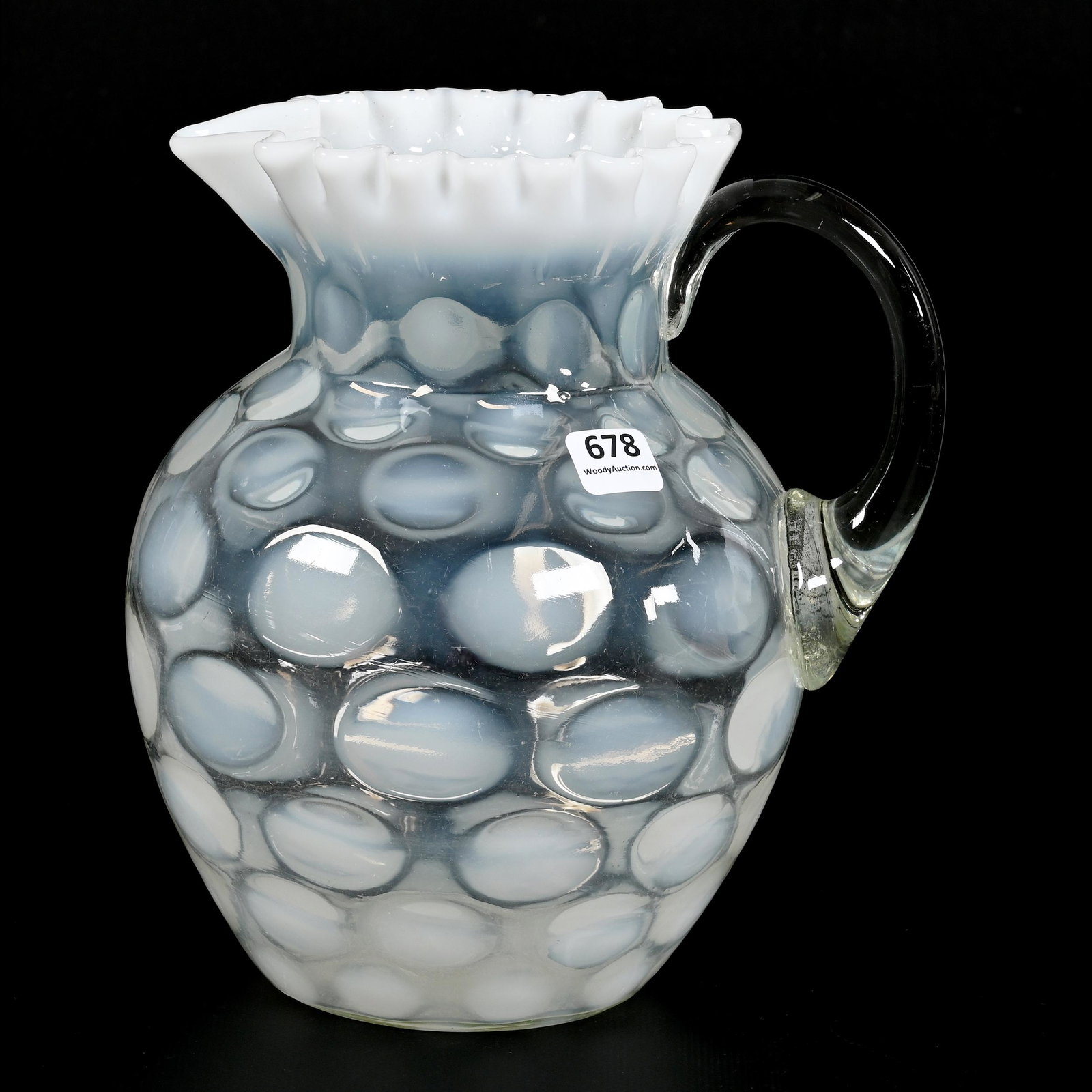 Water Pitcher, Clear Opalescent Coinspot (1 of 3)