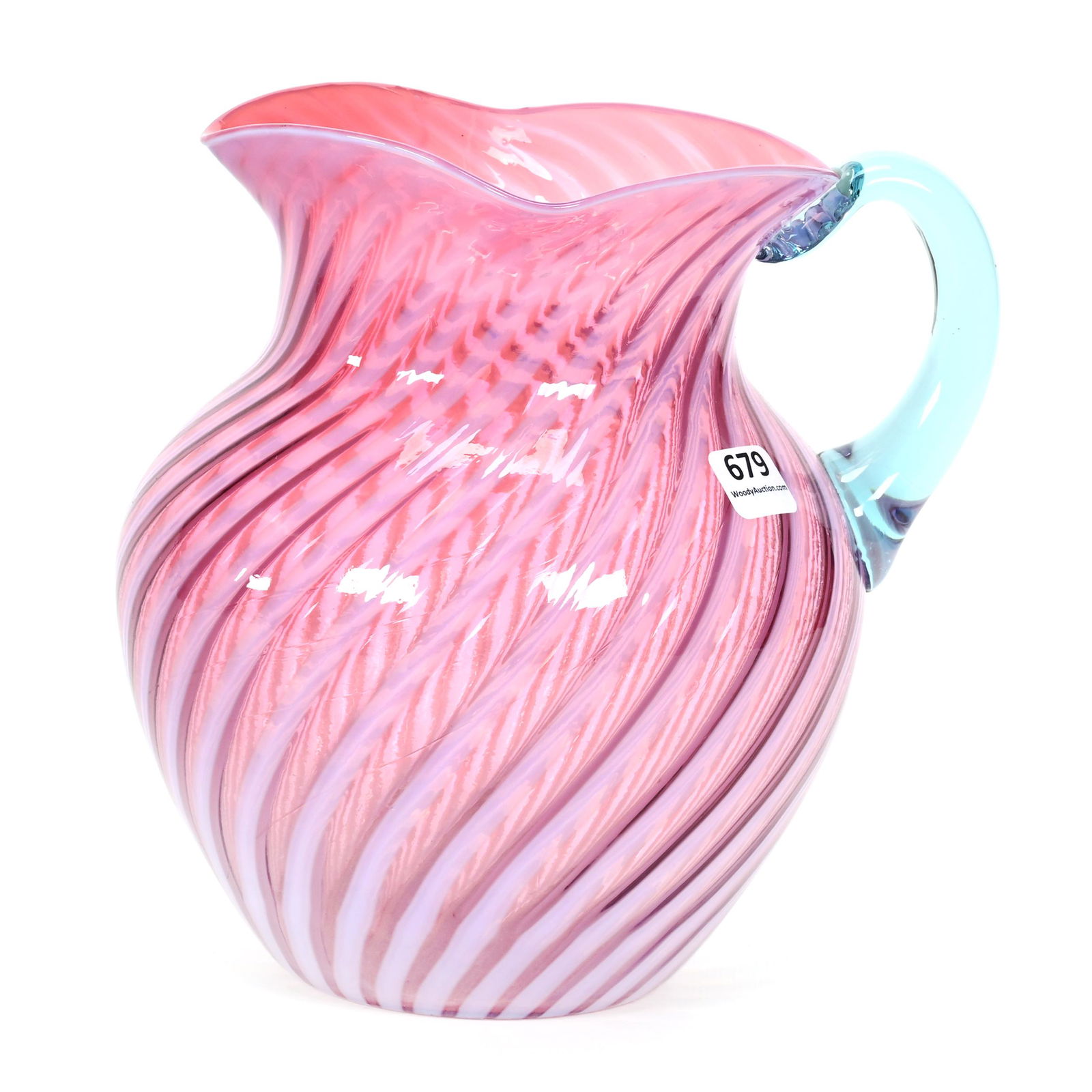 Water Pitcher, Cranberry Opalescent Optic Swirl (1 of 3)