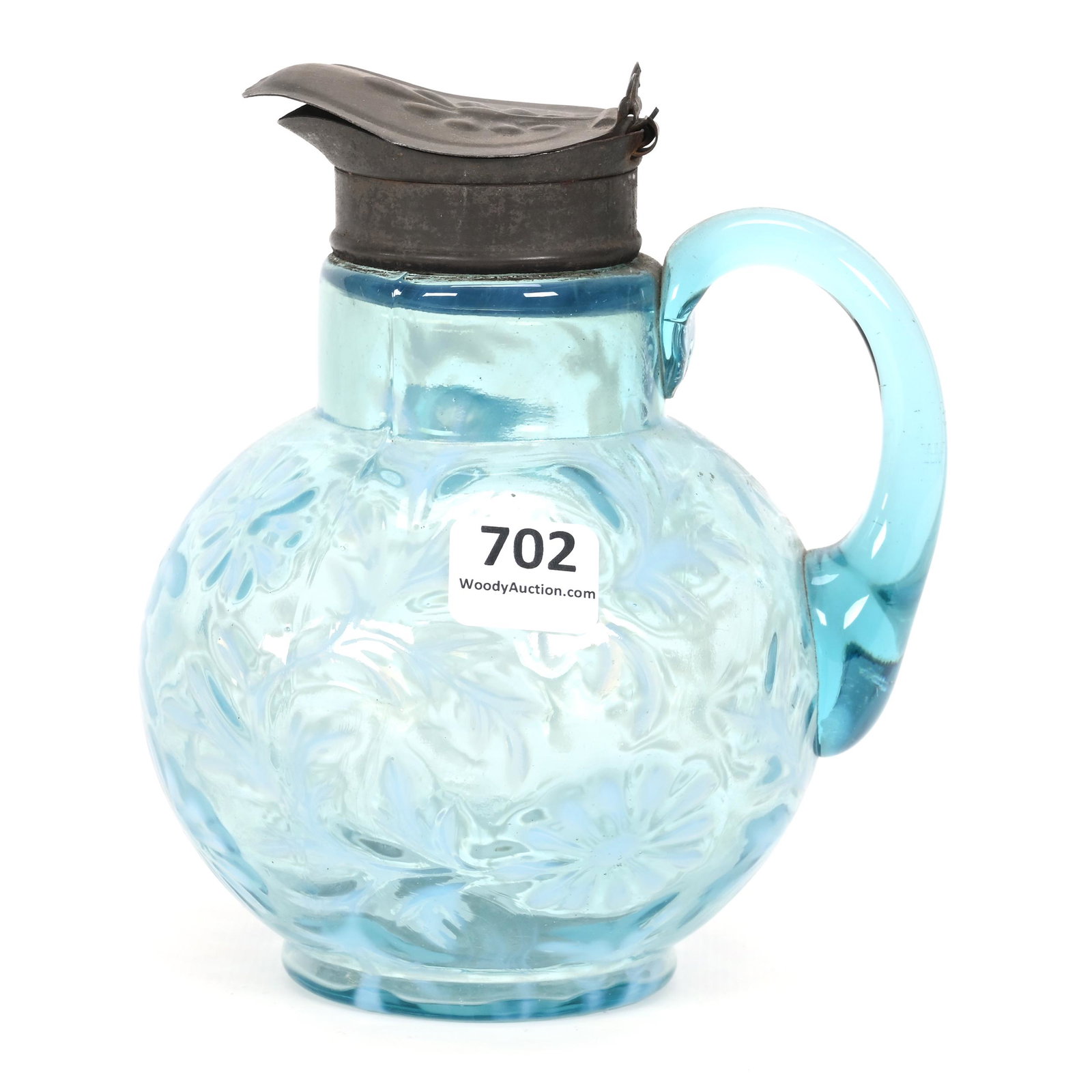 Syrup Pitcher, Blue Opalescent Daisy & Fern (1 of 3)