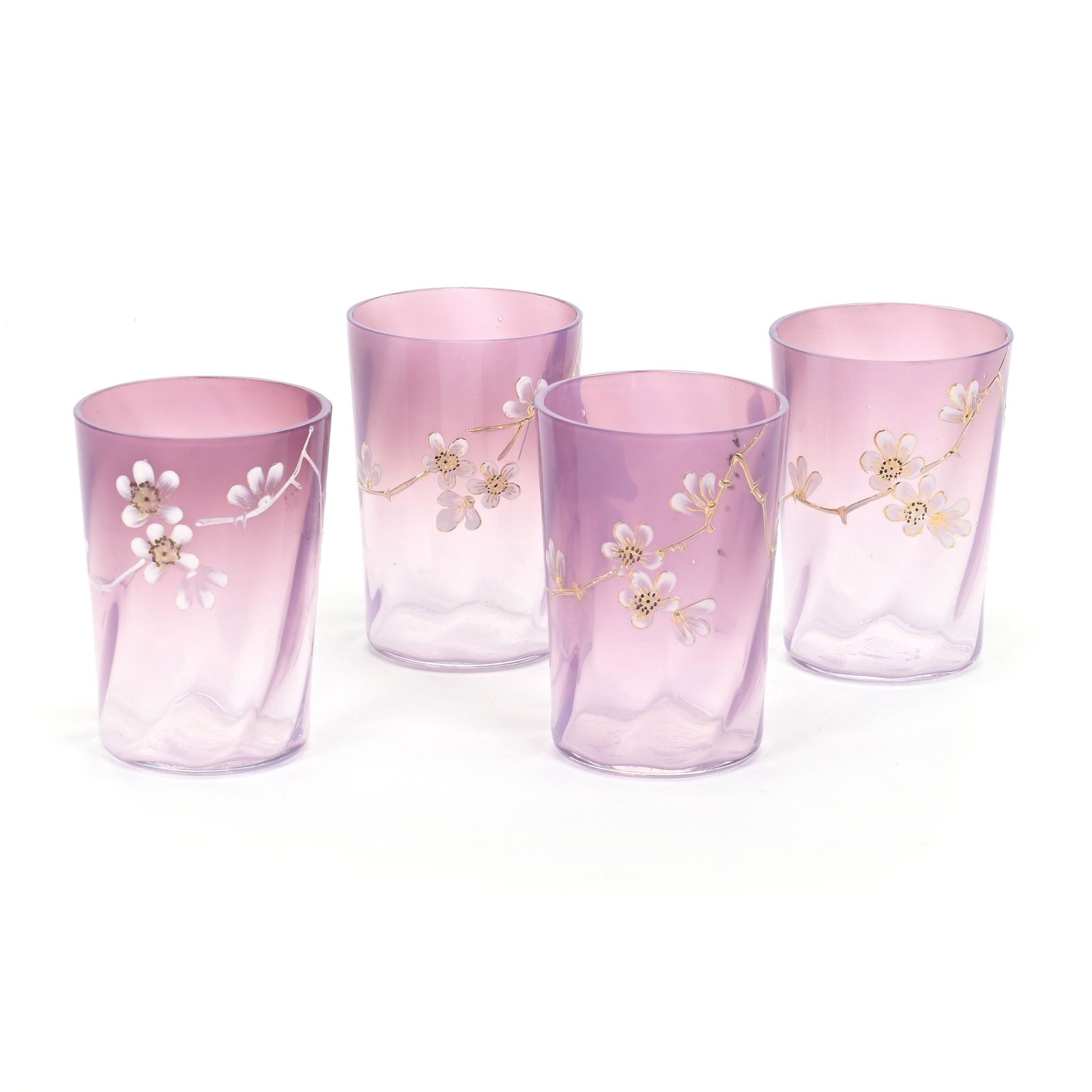 (4) Tumblers, Amethyst To Clear Art Glass (1 of 3)