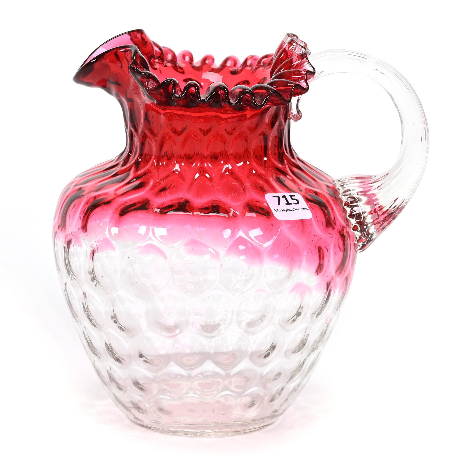 Pitcher, Rubina Art Glass, Honeycomb Optic (1 of 3)