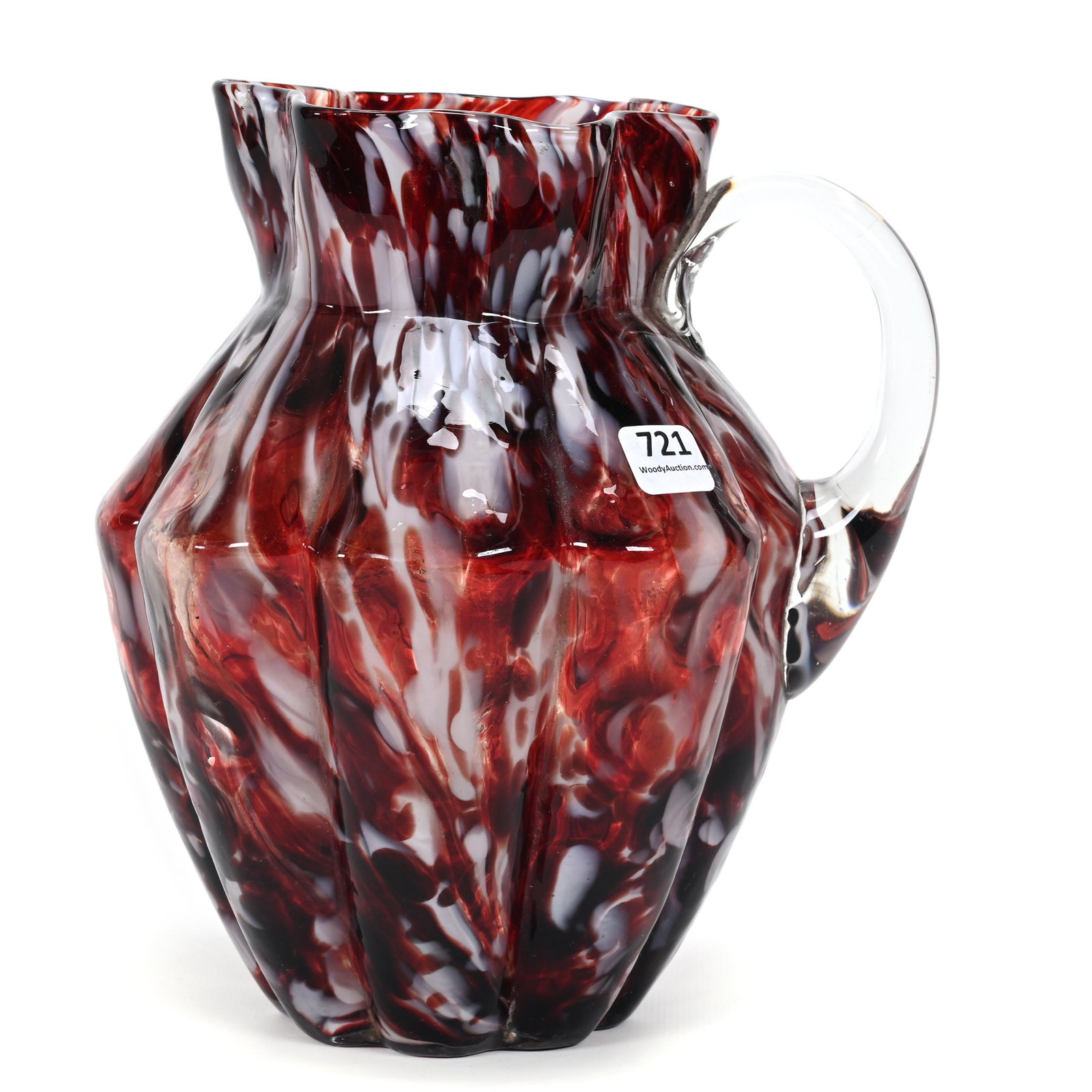 Water Pitcher, Tortoise Shell Art Glass (1 of 3)