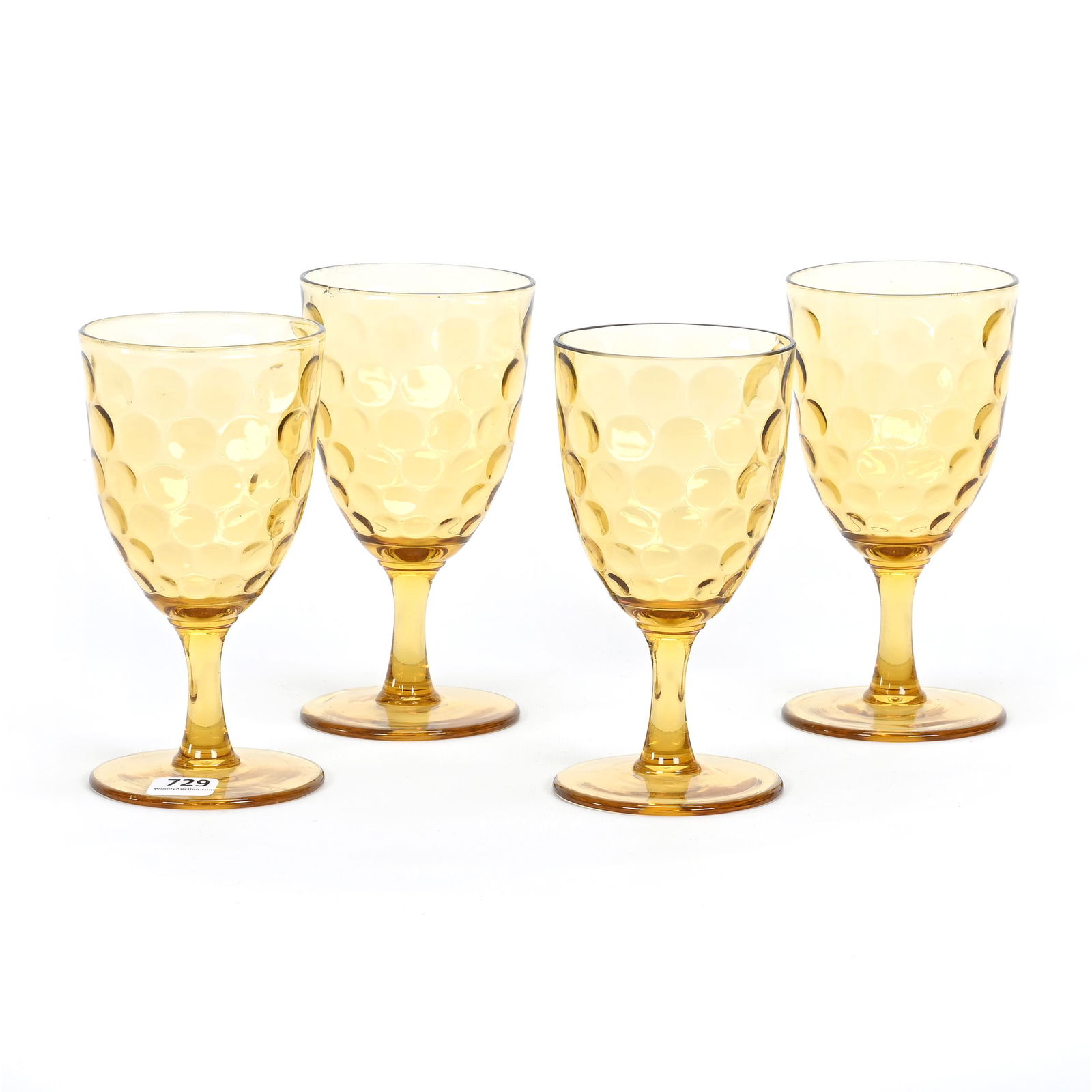 (4) Goblets, Solid Amber Coinspot Art Glass (1 of 3)