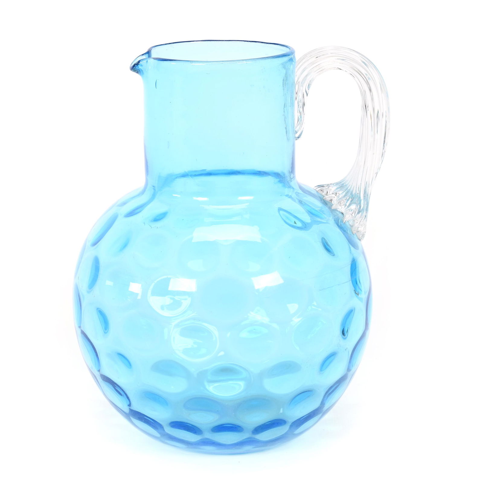 Water Pitcher, Blue Coinspot Art Glass (1 of 3)