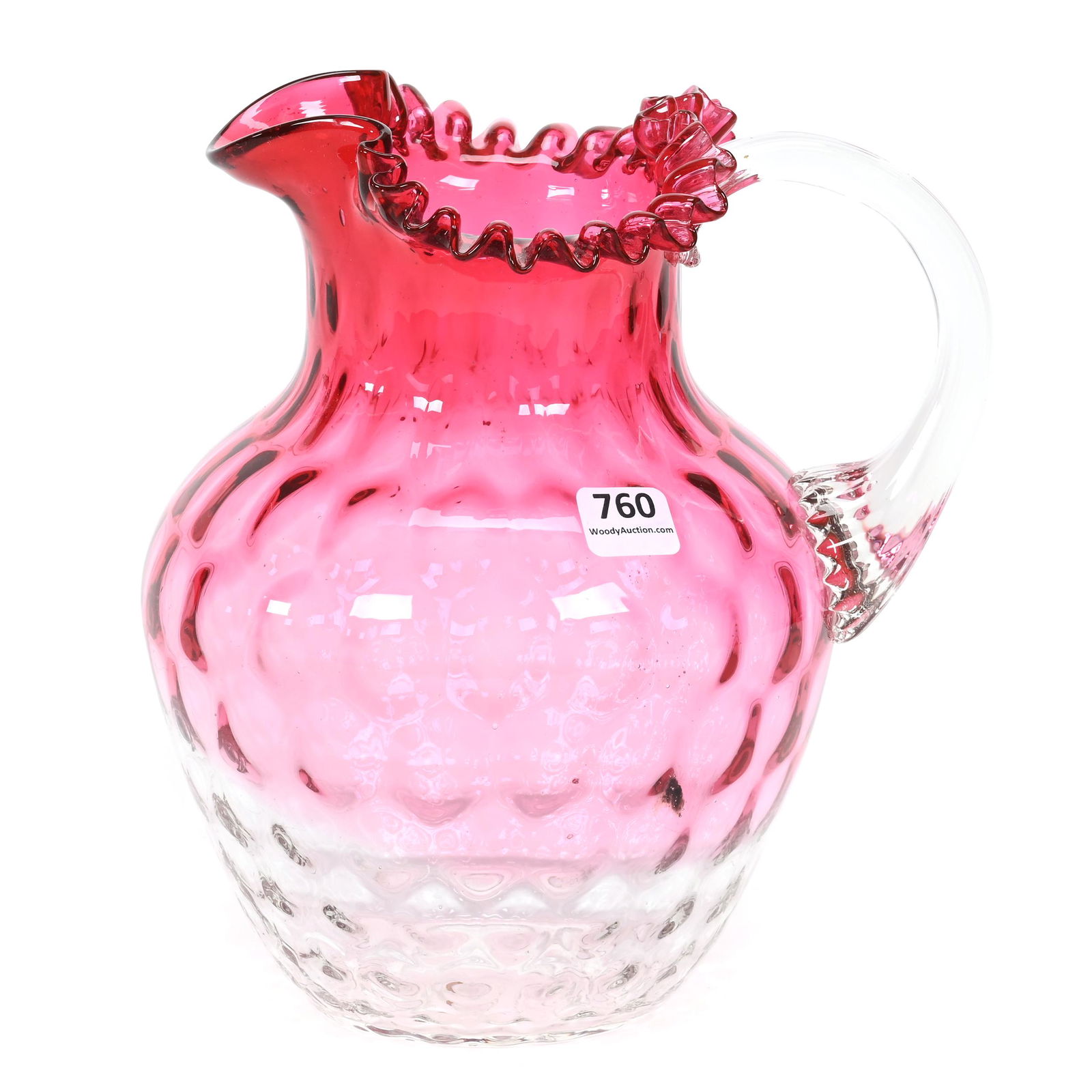 Water Pitcher, Rubina Honeycomb Optic Art Glass (1 of 3)