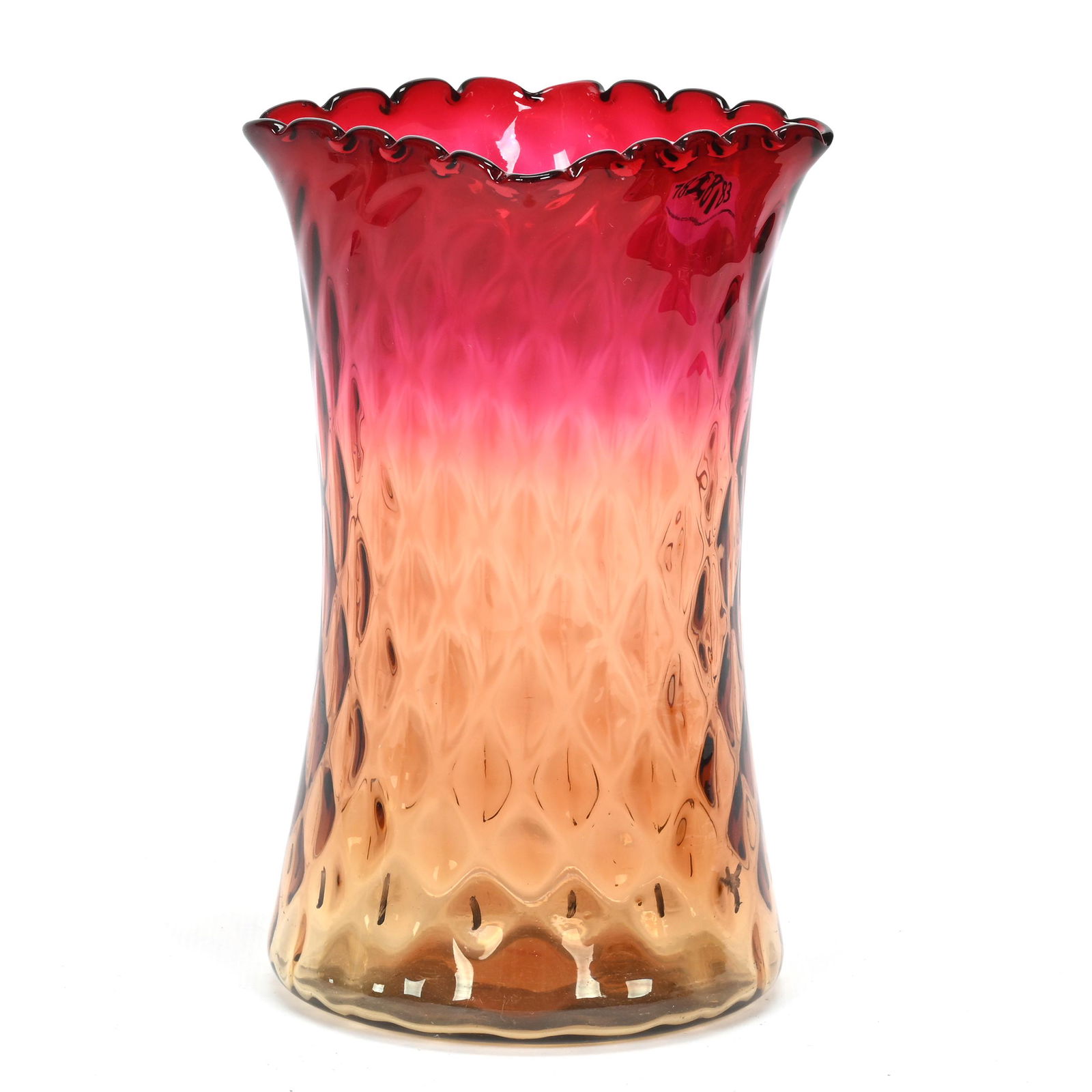 Celery Vase, Amberina Diamond Quilted Art Glass (1 of 3)
