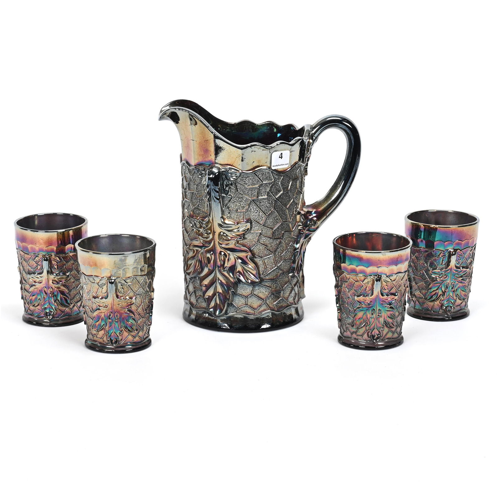 Water Set, Carnival Glass, Maple Leaf Pattern (1 of 5)