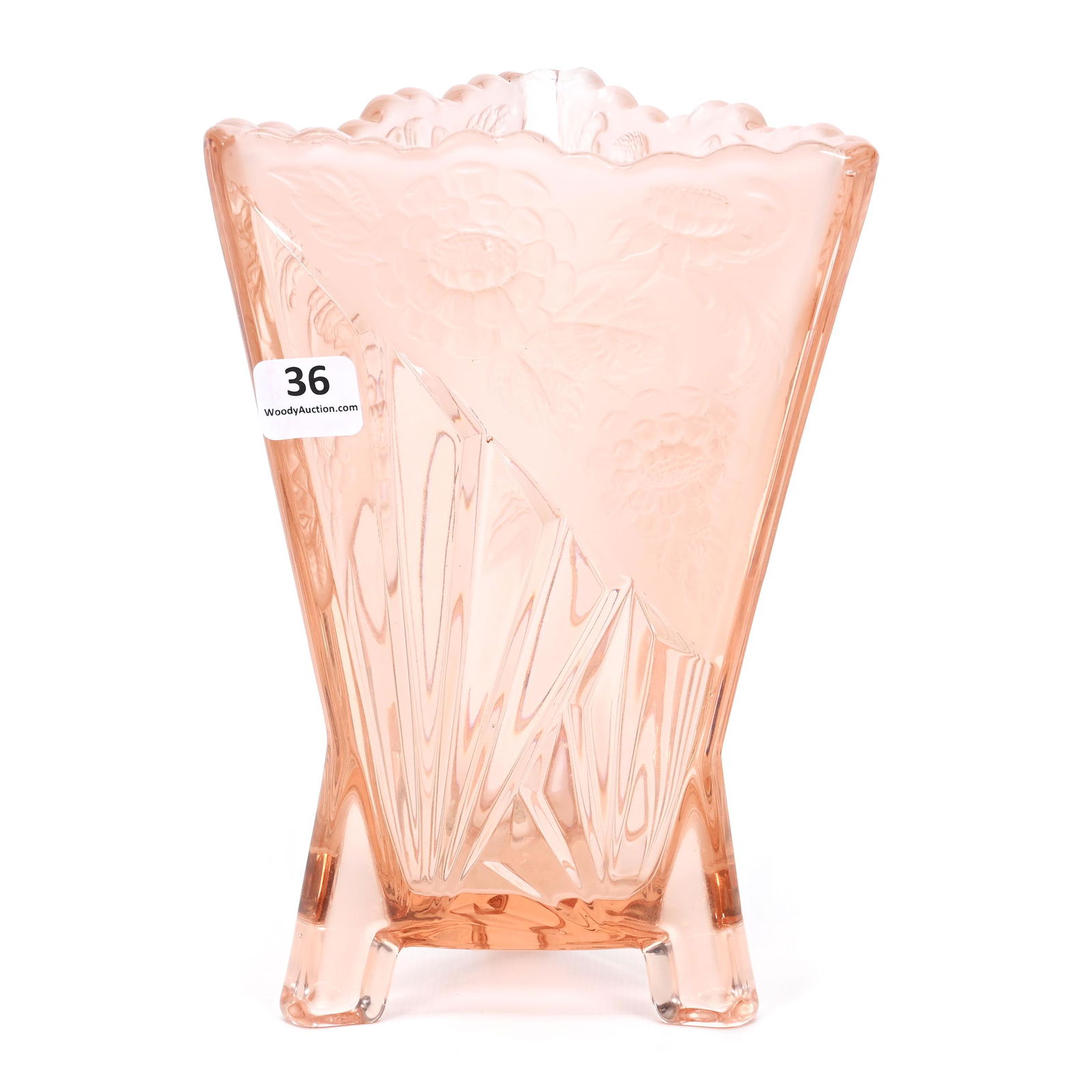 Vase, Three Sided, Pink Depression Era Glass (1 of 4)