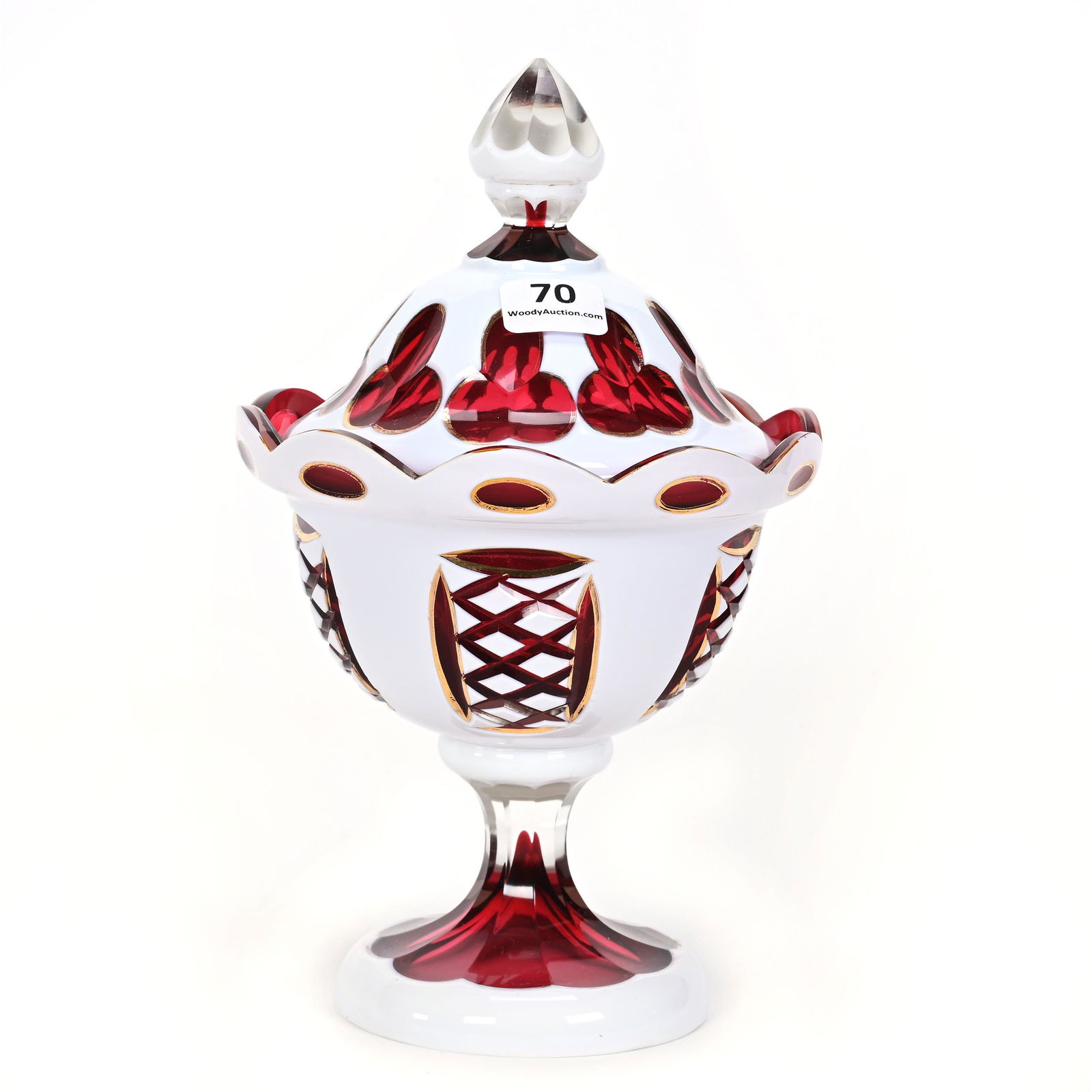 Covered Compote, Cased Cranberry (1 of 3)