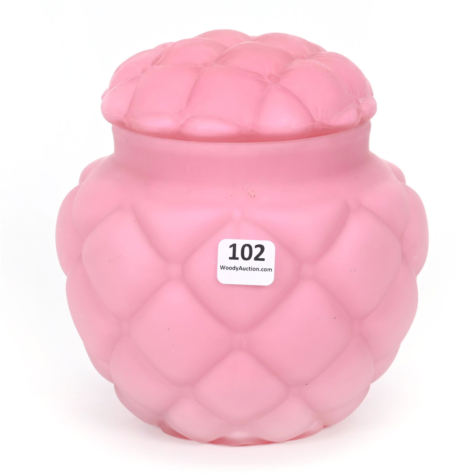 Biscuit Jar, Pink Satin Floret Art Glass (1 of 3)
