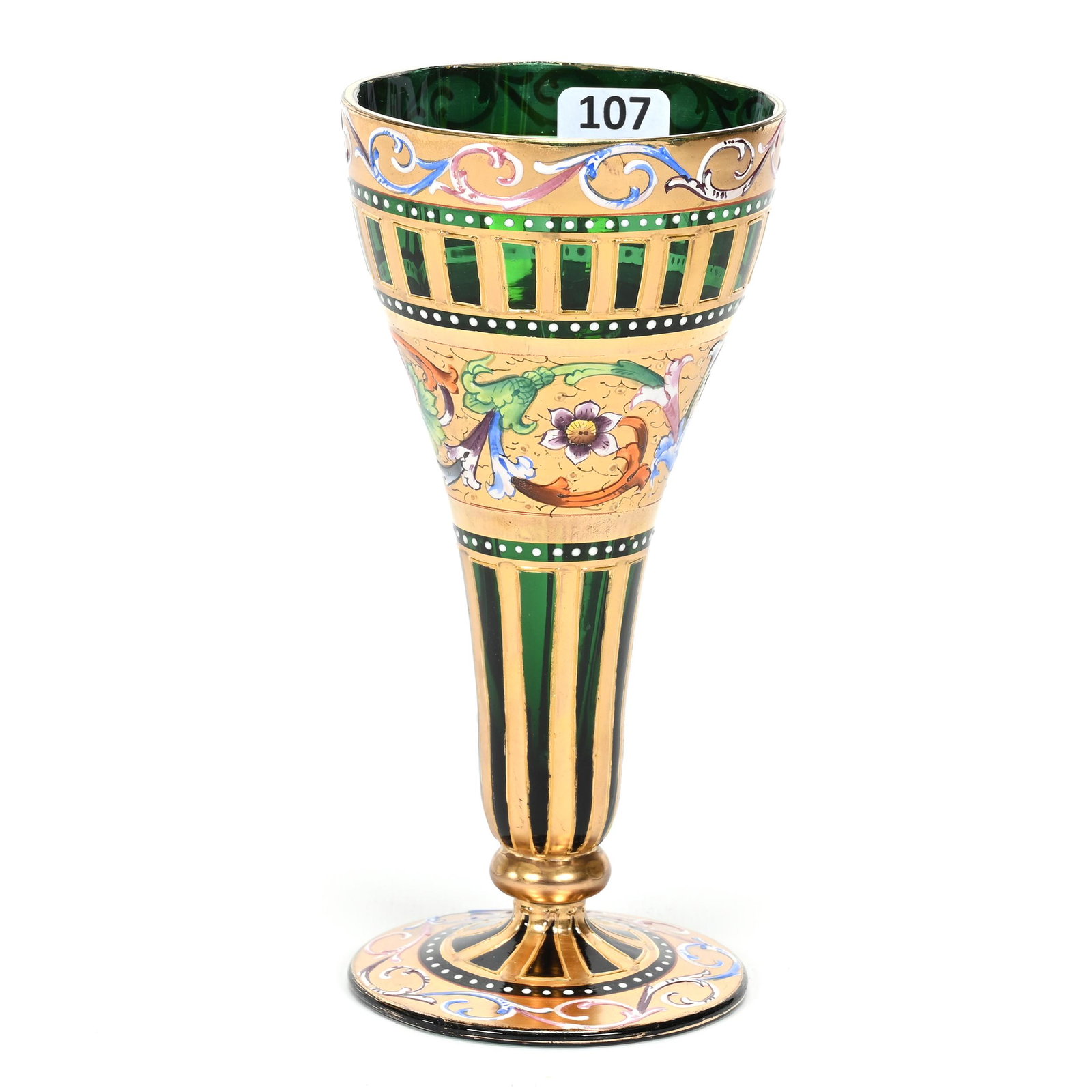 Vase, Emerald Green Bohemian Art Glass (1 of 4)