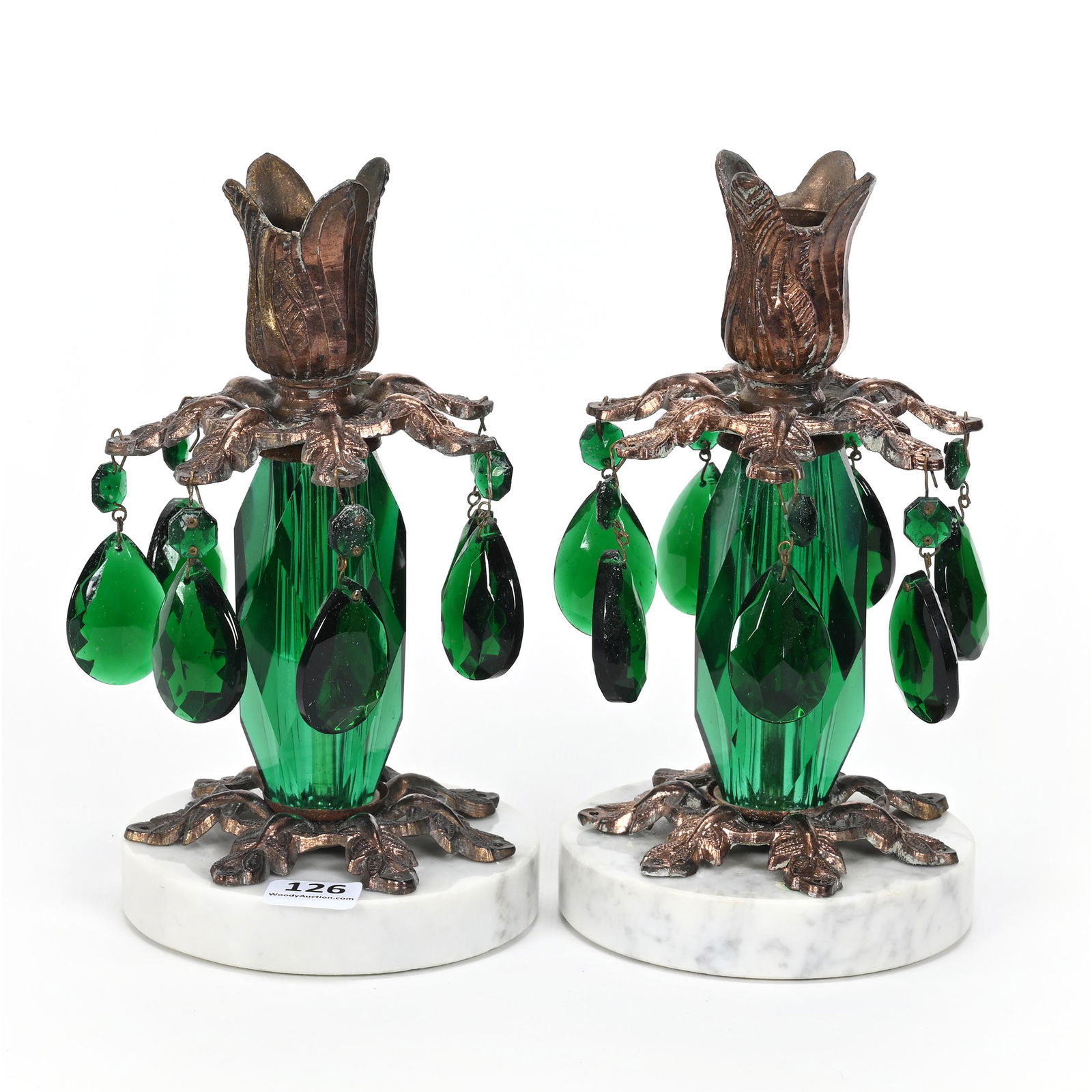Pair Candlesticks, Emerald Green Body (1 of 3)