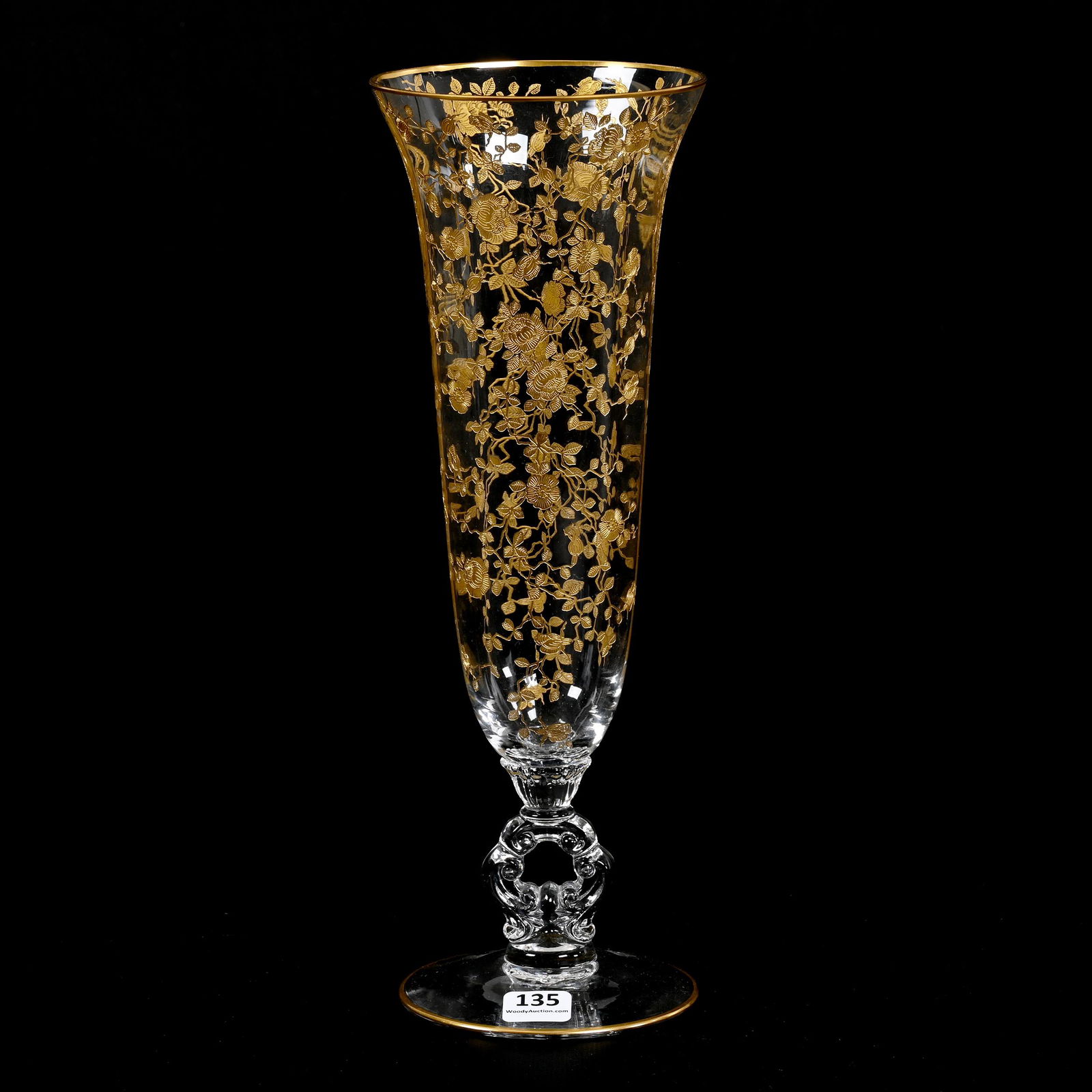 Pedestal Vase, Cambridge Clear Rosepoint Pattern (1 of 3)