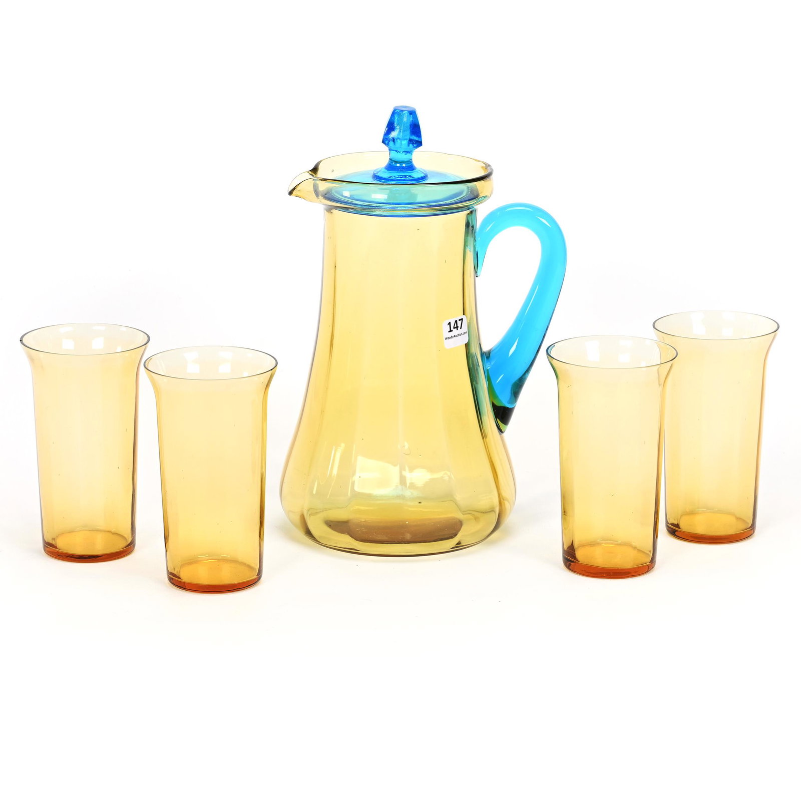 Water Set, Amber Optic Rib Art Glass (1 of 3)