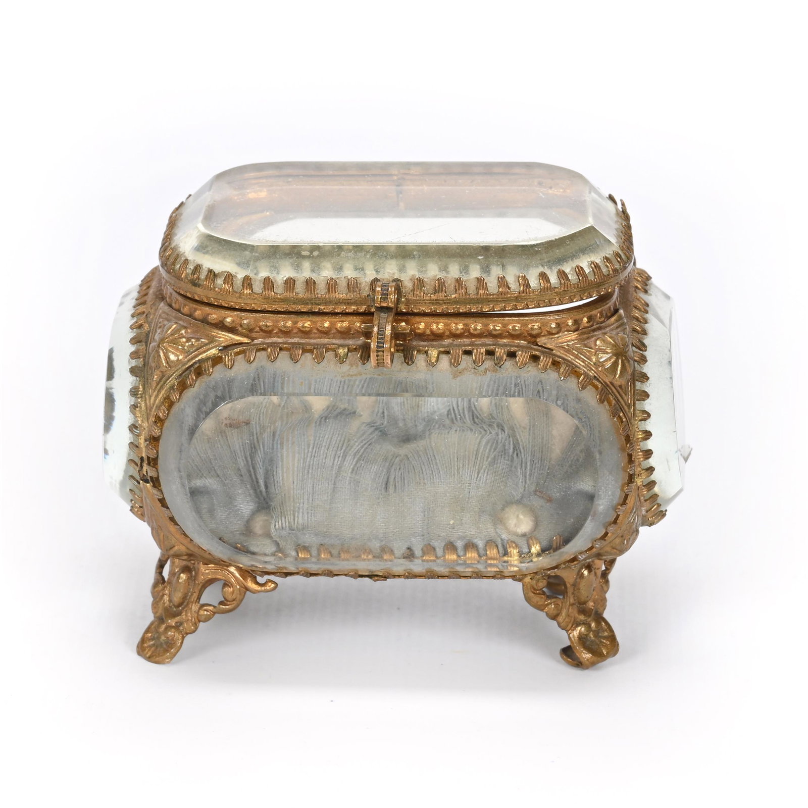 Ring Box, Five Beveled Glass Sides, Gilt Metal Frame (1 of 3)