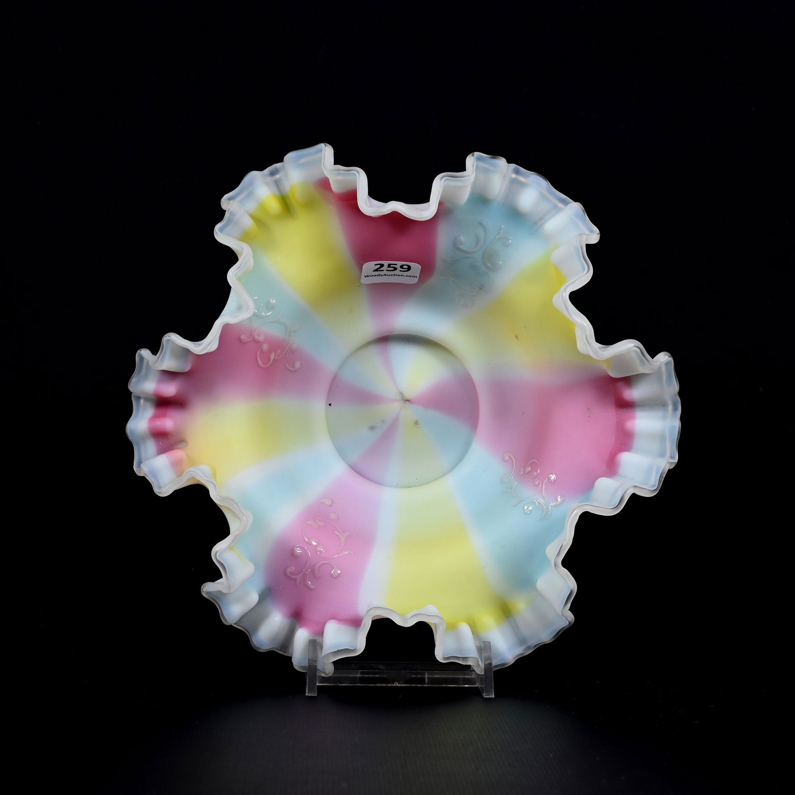 Brides Bowl, Rainbow Satin Art Glass (1 of 2)