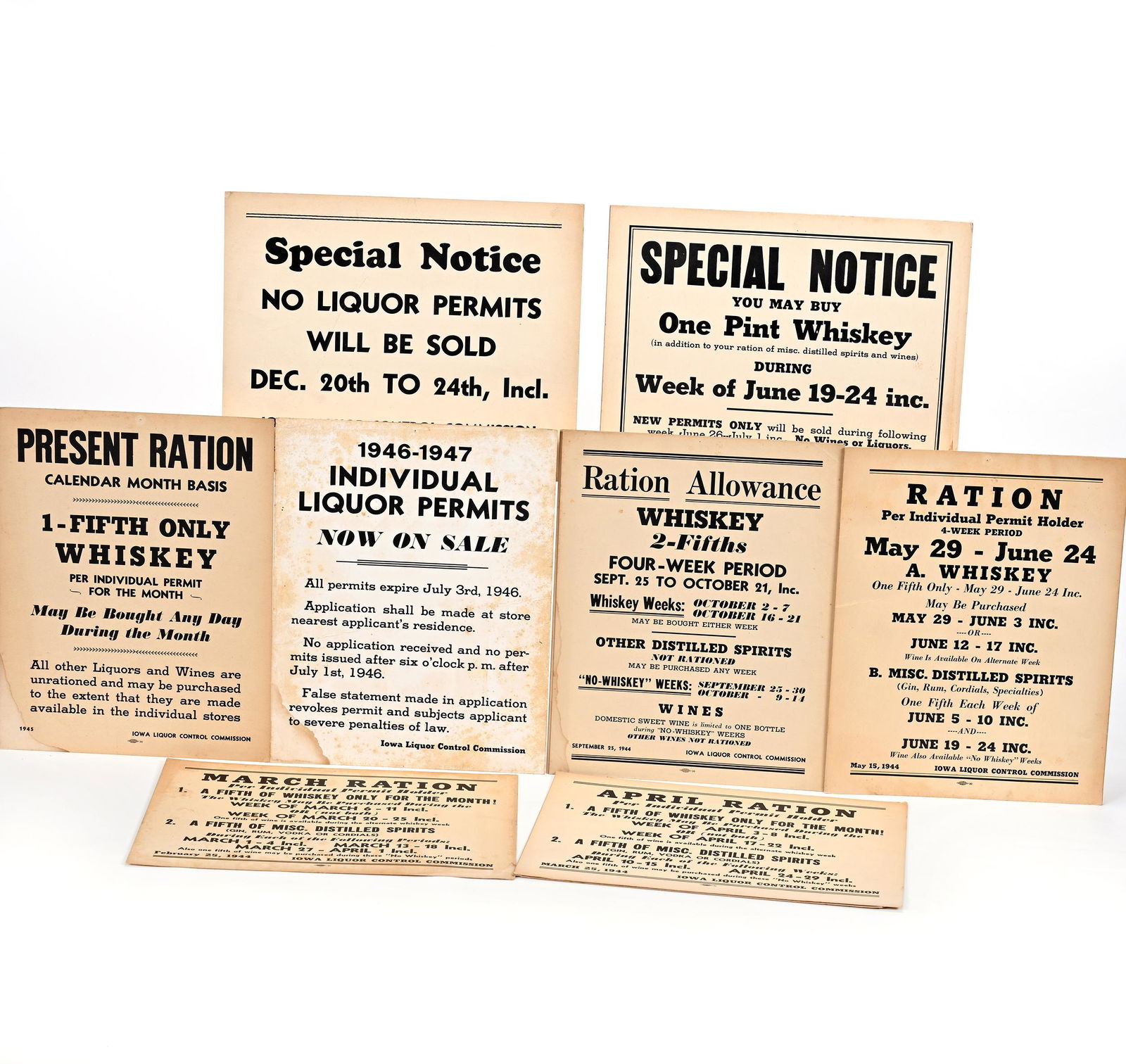 Original Iowa Whiskey Ration Cardboard Signs (1 of 6)