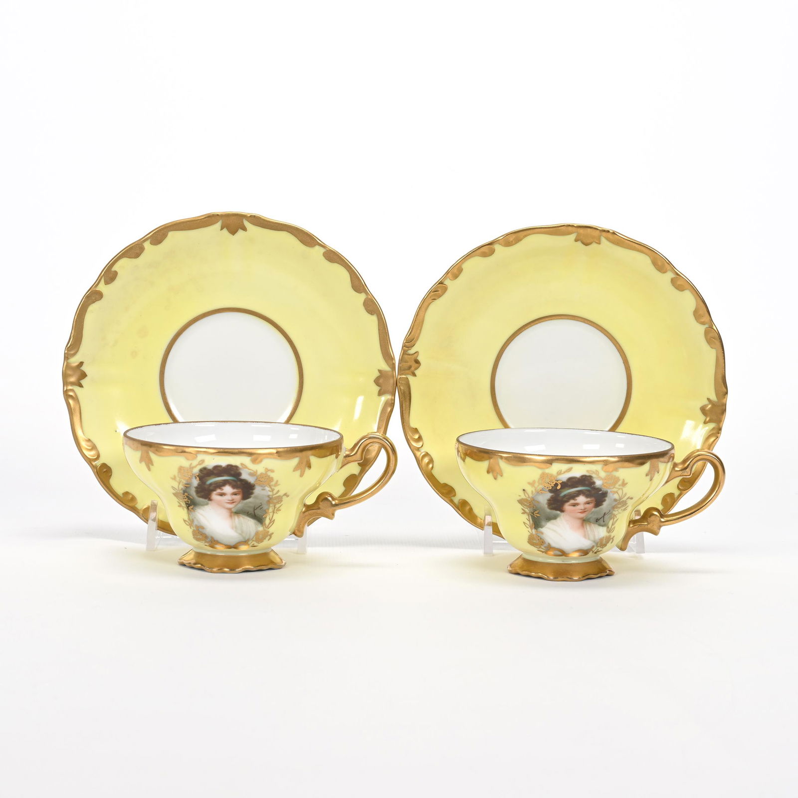 Pair Cups & Saucers, Late Period Beehive Mark (1 of 3)