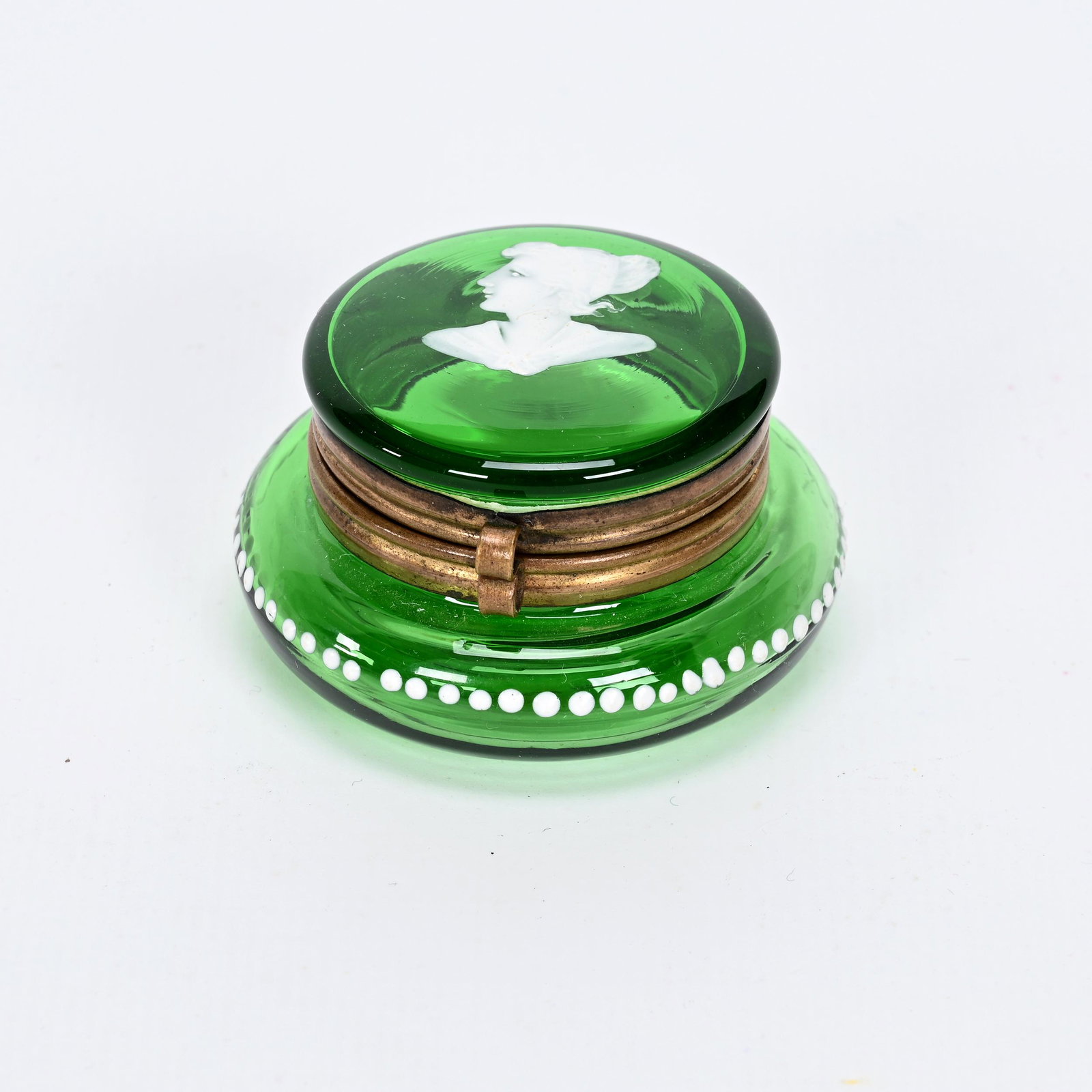 Pill Box, Emerald Green Art Glass (1 of 3)